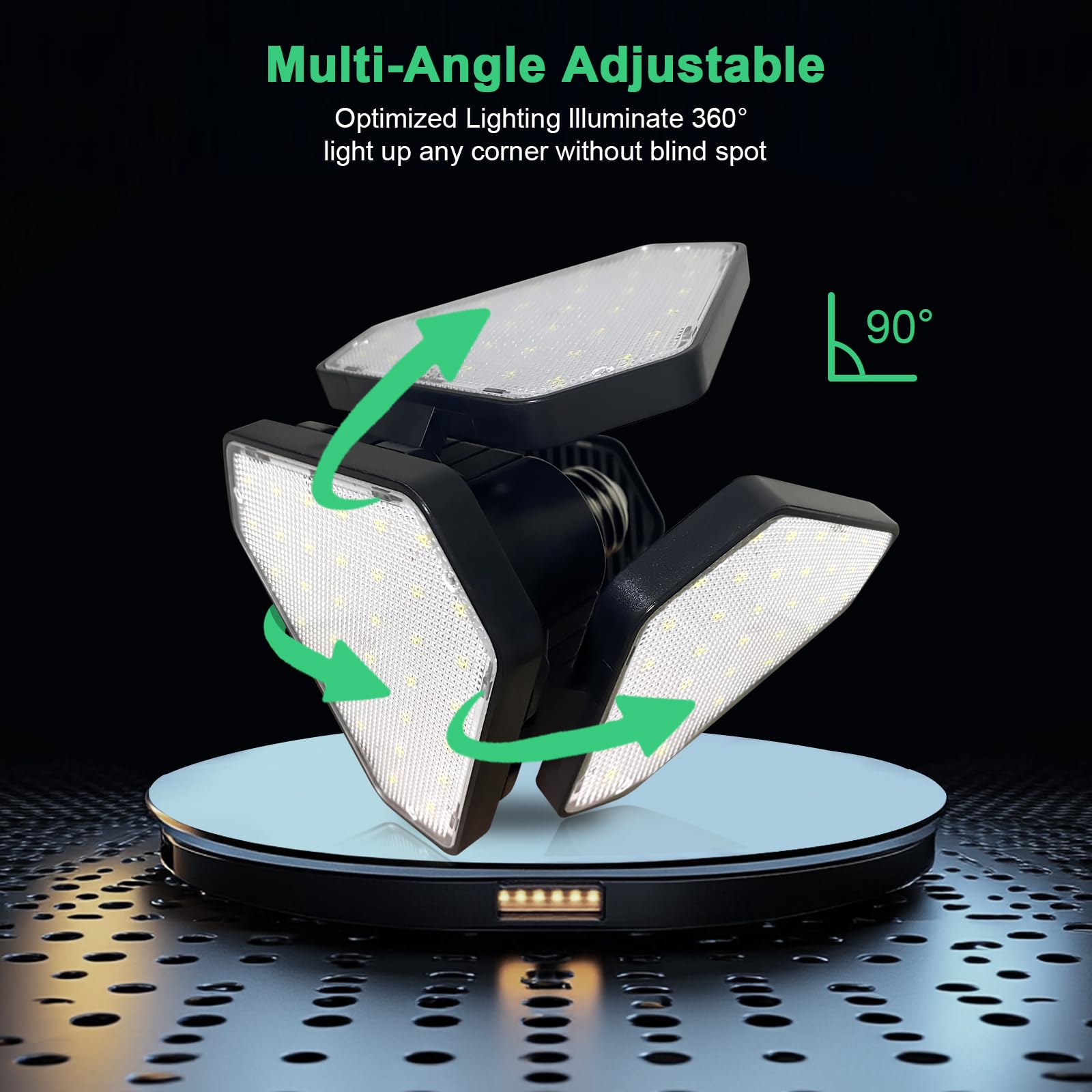 2 Pack Garage Led Light Bulb Triangular Fixture 120w 15000LM 6500K 3 Plus 1 Adjustable Super Bright Led — view 5