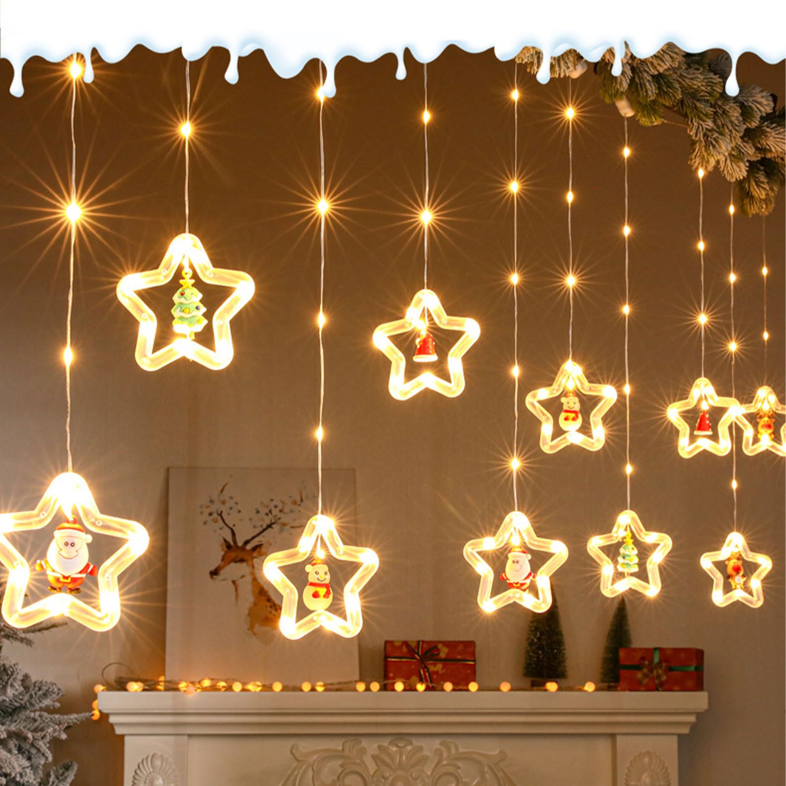 Guirlande lumineuse étoilée – Étoiles lumineuses LED, éclairage romantique et esthétique à intensité variable pour décoration de vacances, arbre de mariage, extérieur
