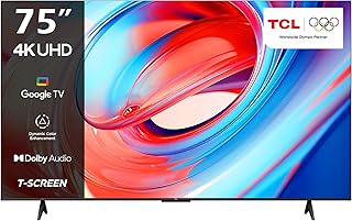 television 75 Inch Smart TV 4K LED HDR 10 UHD Google TV, Dolby Audio, Dynamic Color Enhancement, 2GB RAM+16GB ROM, Metallic Bezel-less Design 75V6B - (2024 Model)