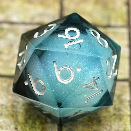 Miniatura 3 de Dados Dungeons and Dragons DND D20, juego de dados de núcleo líquido D&D de 1.31 pulgadas D20 de gran tamaño D20 de resina de borde afilado con