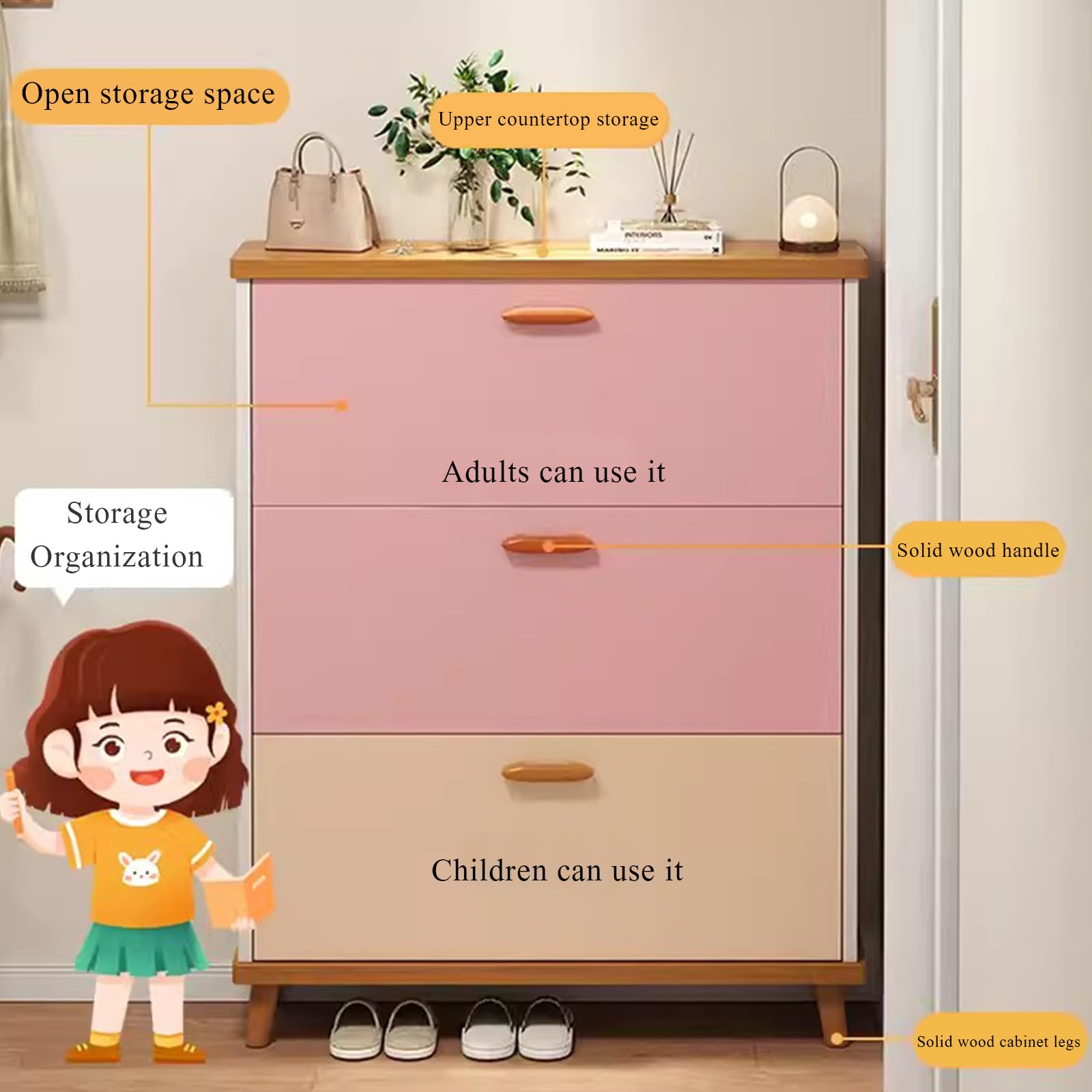 Amazon.com: SUZEPER Shoe Cabinet with 3 Flip Drawers, Freestanding