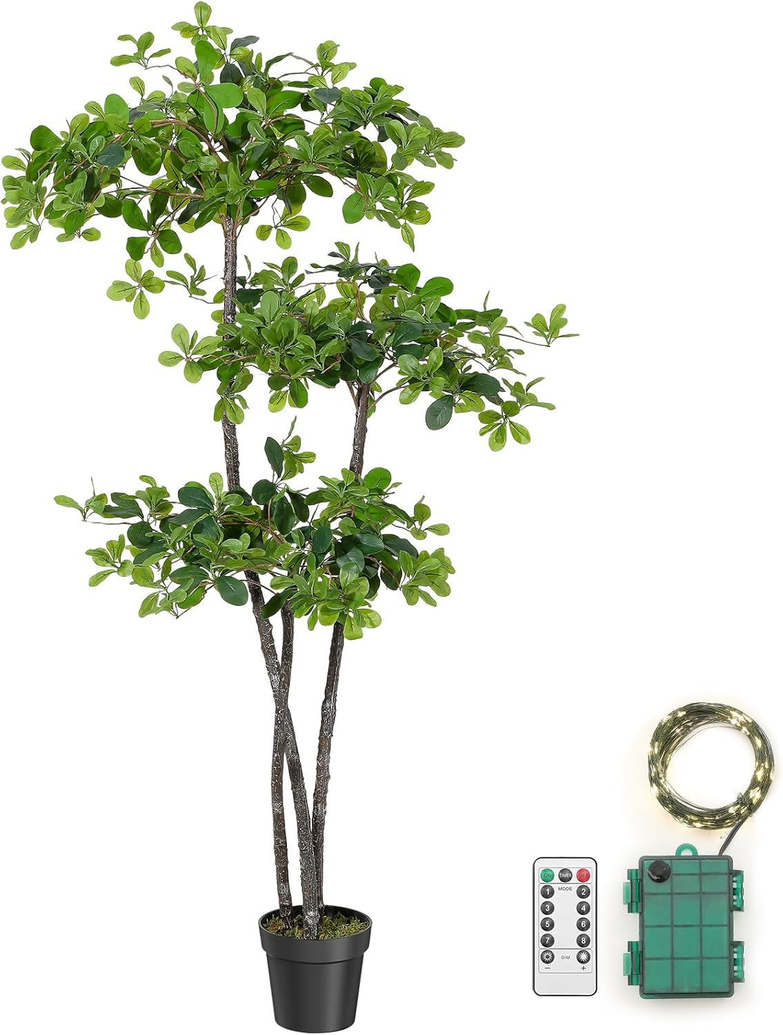 GarveeHome Artificial Plants Indoor, 6 ft Fake Black Olive Tree with Lights Tall Fake Plants in Plastic Nursery Pot Fake Tree Artificial Trees for Home Decor Office Living Room 6ft