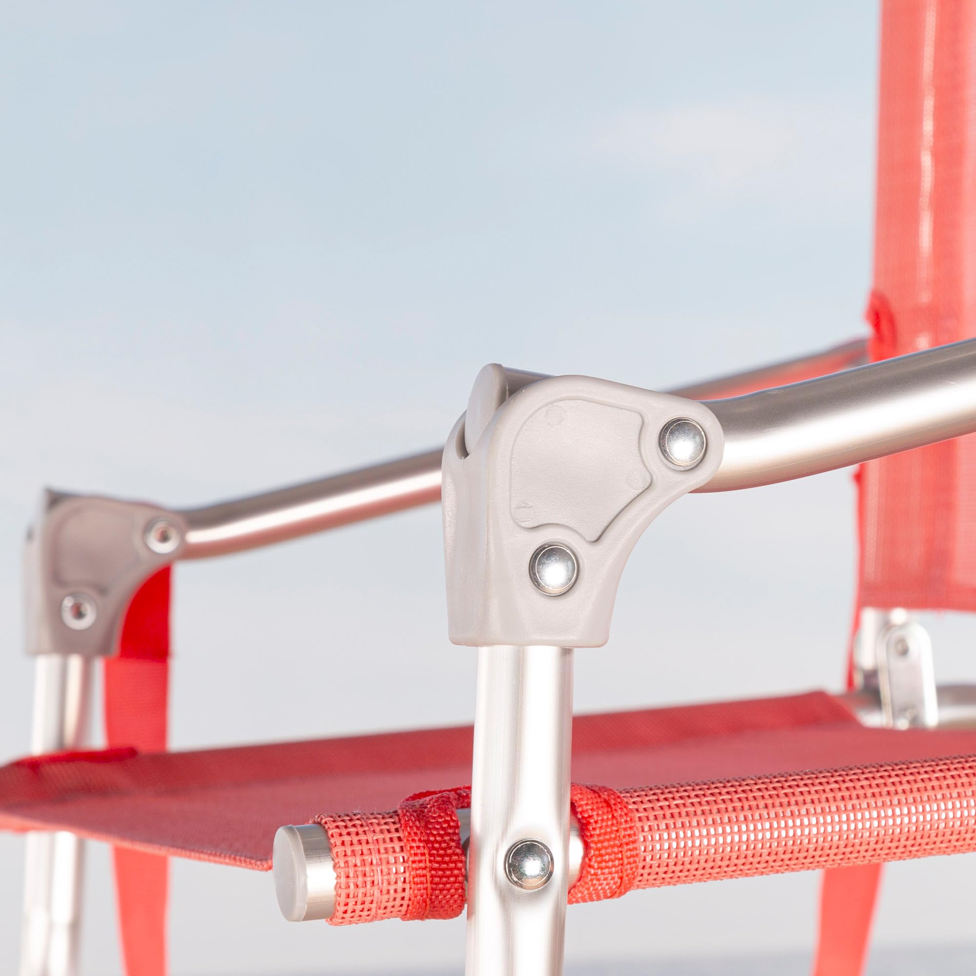 Aktive 62676 Silla plegable playa, acampada, Asiento bajo, Sin tubo delantero, Soporta 110 kg, Asa hombro de transporte, Estructura aluminio, 46 x 44 x 49 cm, Coral