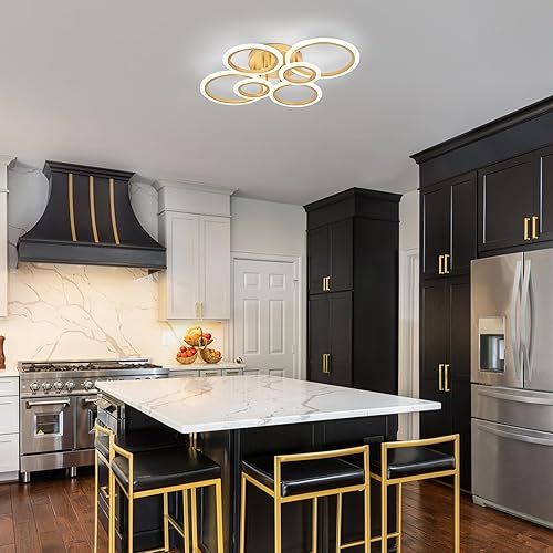 Miniatura 6 de Lámpara de techo LED moderna, lámpara de techo de montaje empotrado de 6 anillos, lámpara de techo de iluminación de 4000 K para cocina, dormitorio,