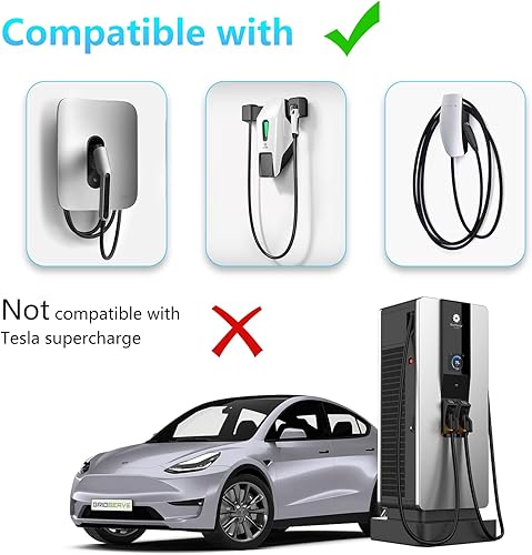 Miniatura 5 de Divome Adaptador J1772 EVs, Tesla para carga para todos los vehículos eléctricos, máximo 60 amperios y 250 V CA, bloqueo anticaída gratuito,