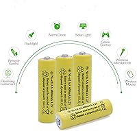 Vista 4 de AA - Batería recargable NICD de 600 mAh 1.2 V para luces solares al aire libre, luces de jardín, controles remotos, ratones amarillos (24 piezas)