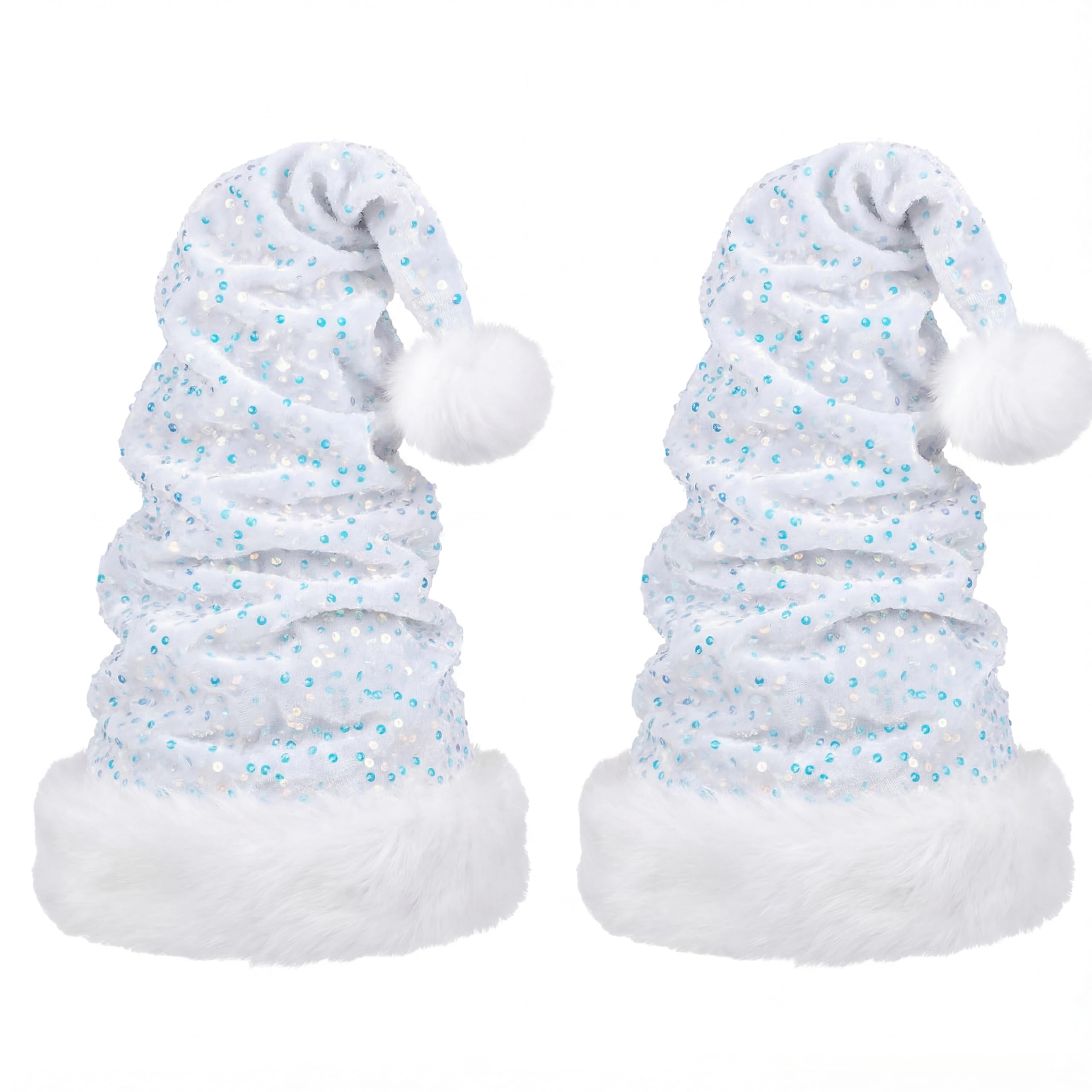 Glitopper 2 sombreros de Papá Noel con lentejuelas brillantes y pompón para adultos, mujeres y hombres, Navidad, Año Nuevo