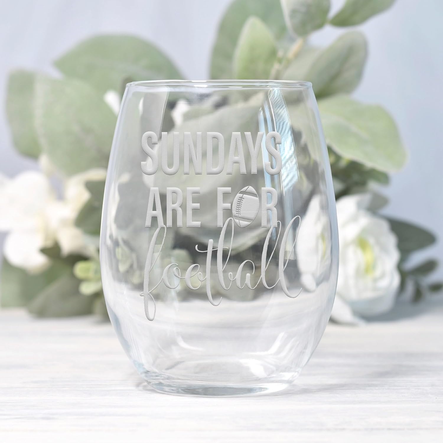 Sundays Are for Football Stemless Wine Glass - Fall Gift and Decor - 2 Glasses