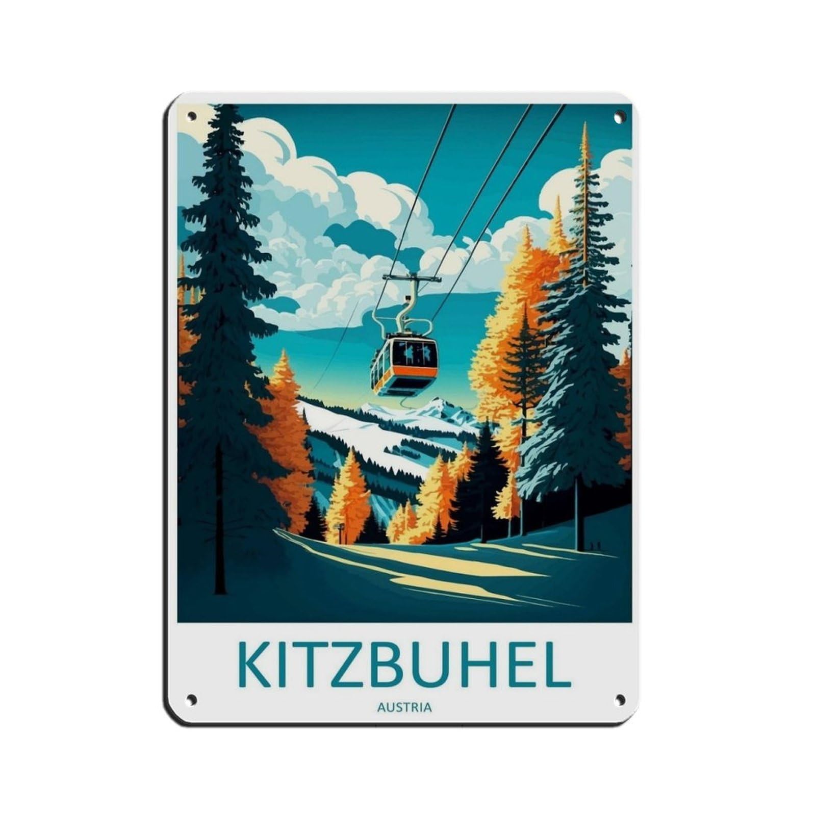 Kitzbuhel Travel Art Ski Art Lover Gift （54） Tin Sign Vintage Metal Pub Club Cafe Bar Home Wall Art Decoration Poster Retro 12x16inch(30x40cm)