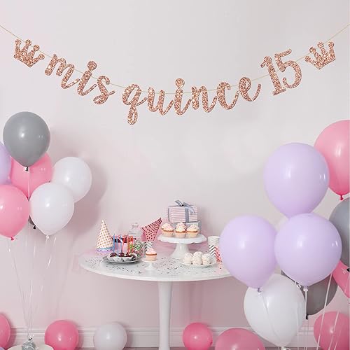 Miniatura 7 de Cartel de membrillo Mis 15, decoraciones para fiesta de cumpleaños de 15 años, pancarta de quince signos, decoraciones de fiesta de cumpleaños 15,
