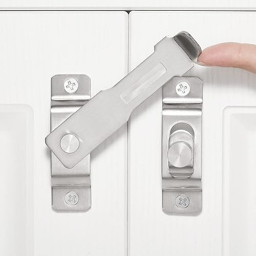 INIRET 2 paquetes de cerradura de puerta de granero abatible de 90 grados, protege la privacidad y seguridad, pestillo de bloqueo de gancho para