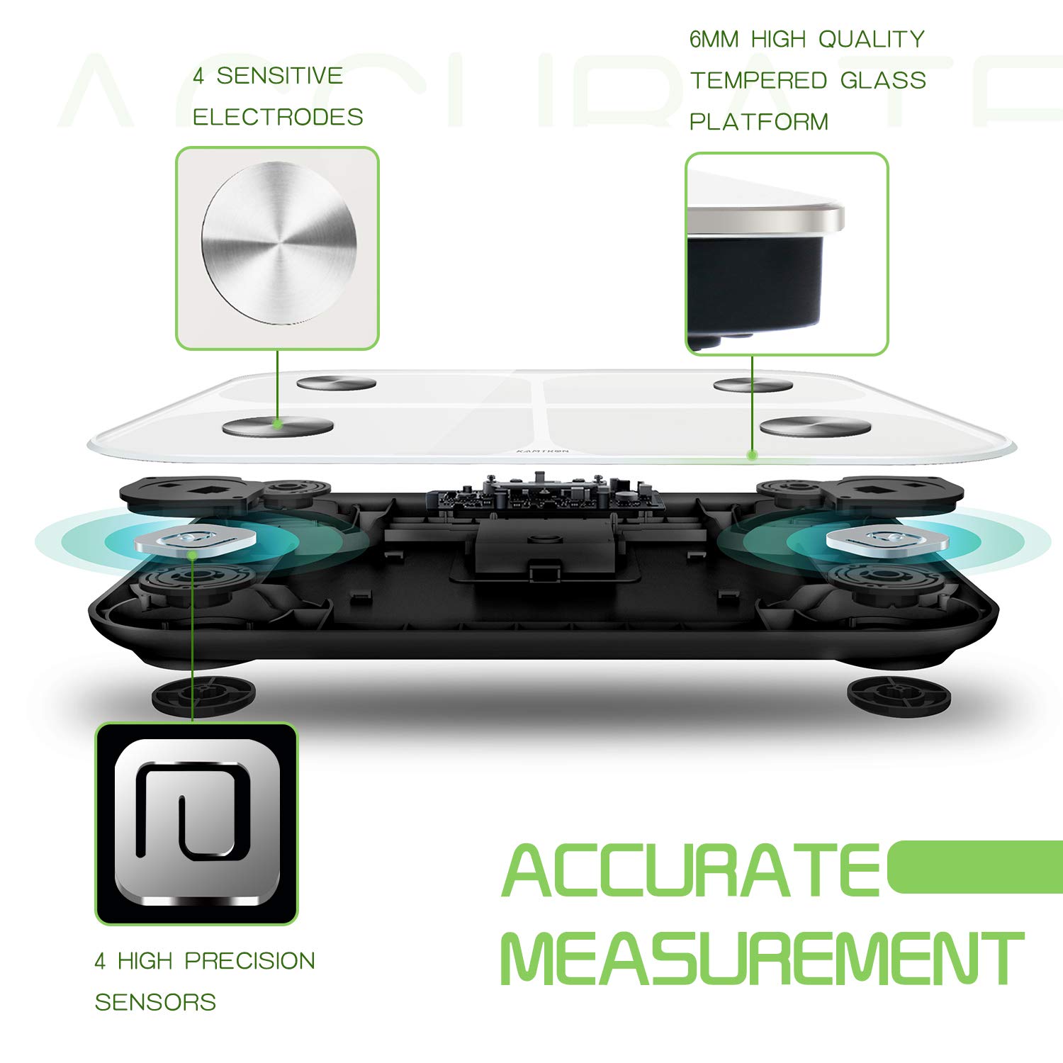 Bilancia Pesapersone Digitale Professionale Impedenziometrica Senza Fili Intelligente per IOS e Android Integrata con 13 Indici di Misurazione Massa Grassa, Massa Magra e Metabolismo Basale, Bianco