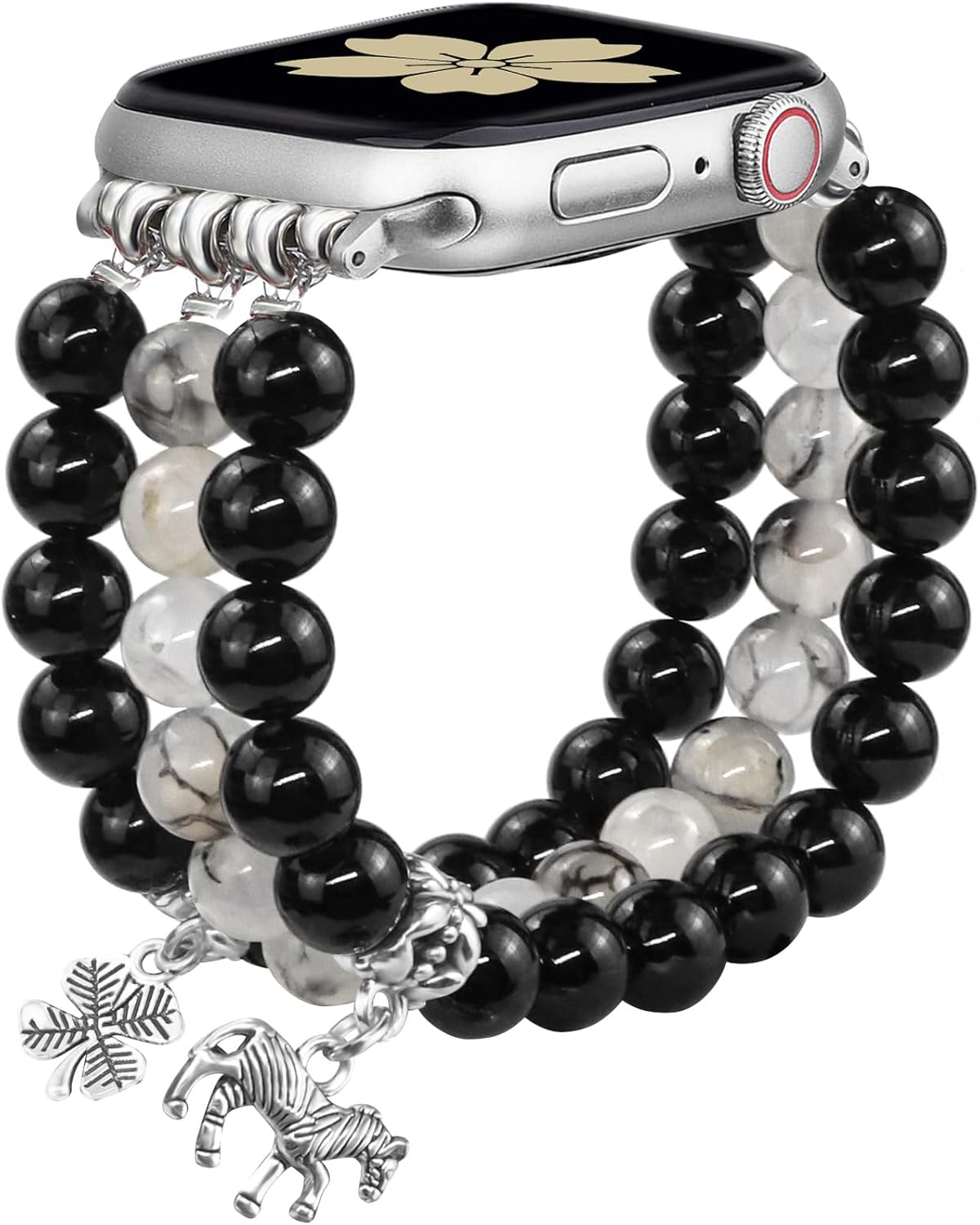 Natural Stone Bracelet Beaded-Bands Women Compatible with Apple Watch 38mm 40mm 41mm 42mm (S10/11) Feminine Cute Handmade Stretch Strap for iWatch Series 11/10/9/8/7/6/5/4/3/2/1 SE 3/2/1