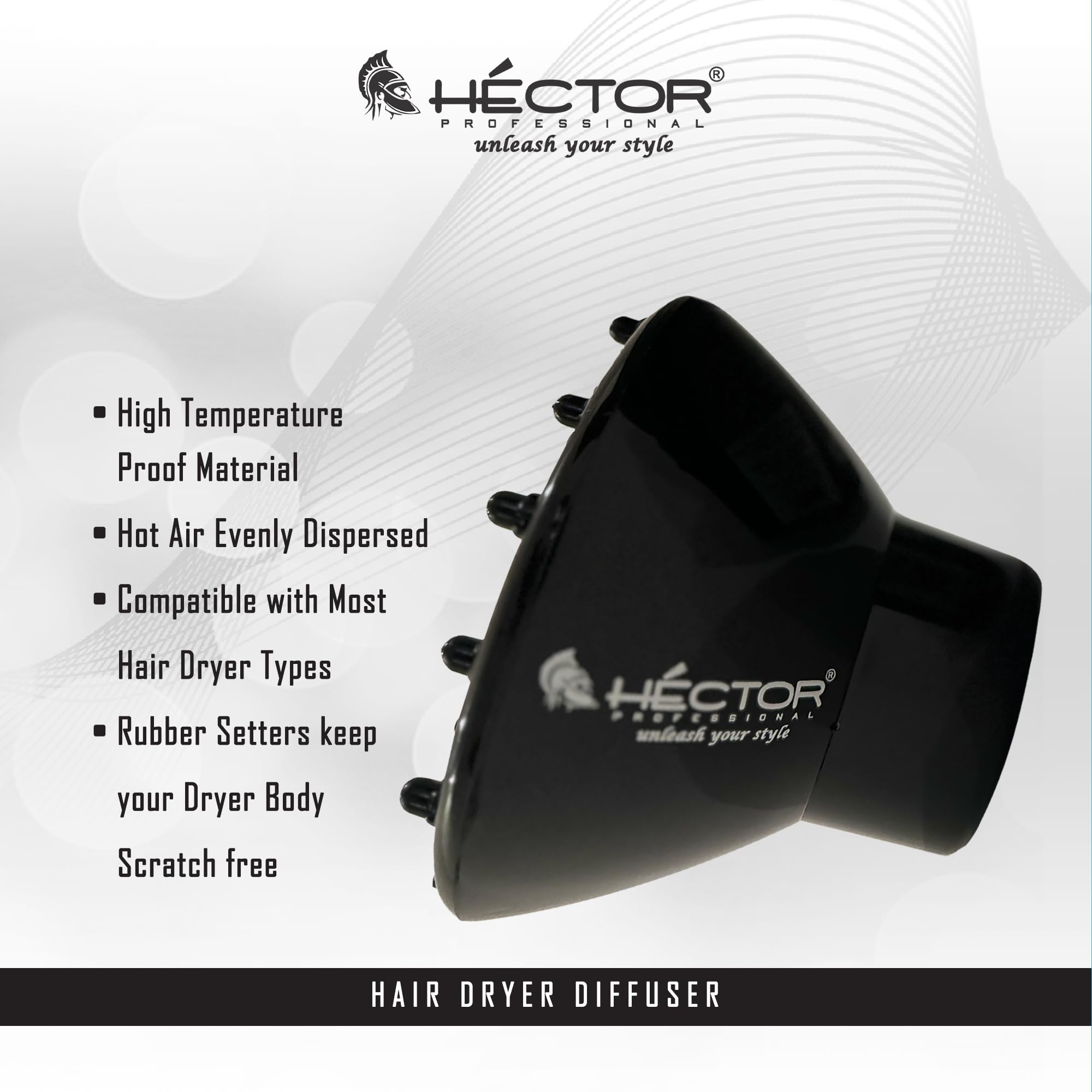 Hector Professional Hair Dryer Diffuser, 16cm Diameter, 12.5cm Height, Black, 188g - Image 3 thumbnail