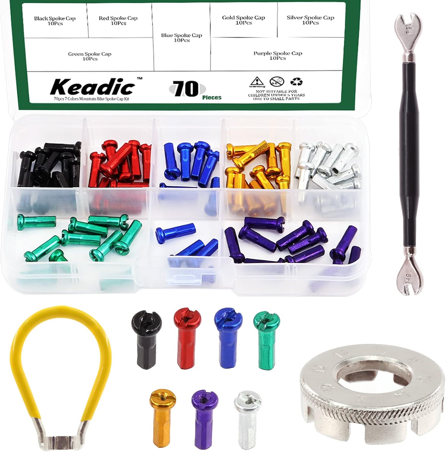 Keadic 73Pcs Bicycle Spoke Tool Set Includes 8 Cut Open