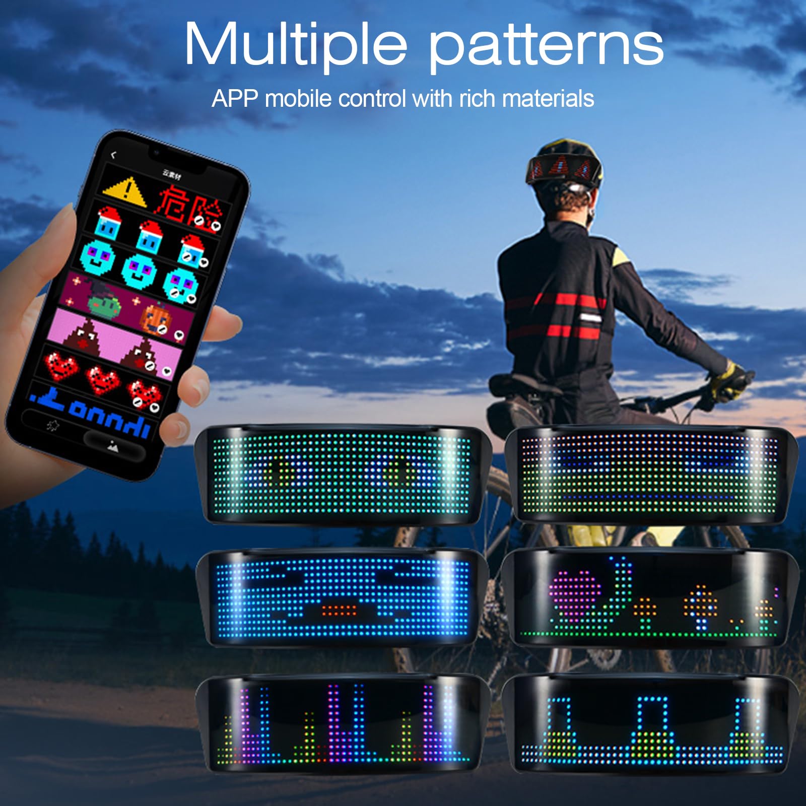 Lixada Écran LED couleur complet pour casque de vélo et de moto, système de clignotants pour vélo, feu arrière de vélo, affichage de vitesse en temps réel, connexion APP, prend en charge des textes