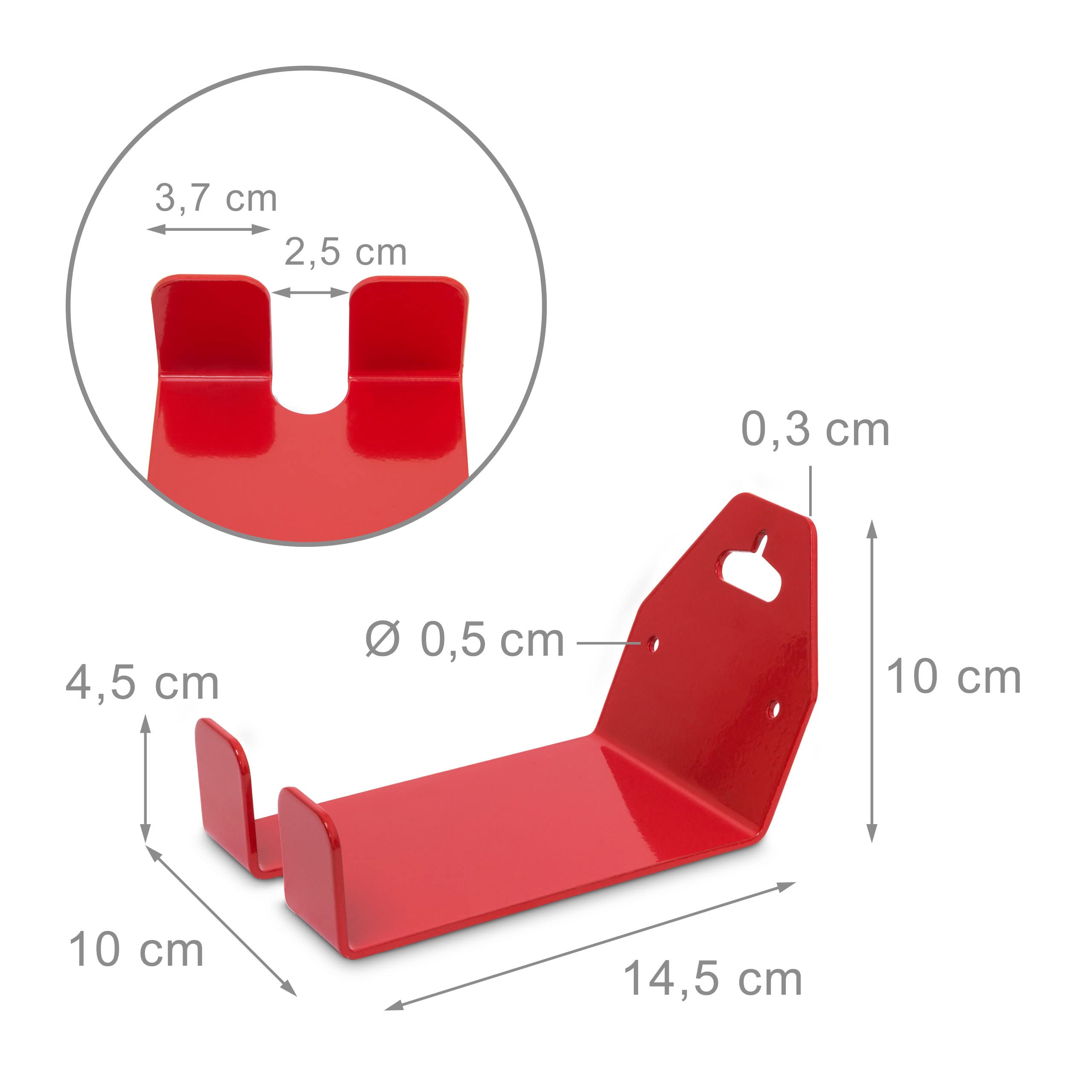 Relaxdays 4X Portabici da Muro, Rastrelliera Bicicletta, a Parete Porta Bici, Gancio per Pedali, L x P: 10 x 14,5 cm, Rosso
