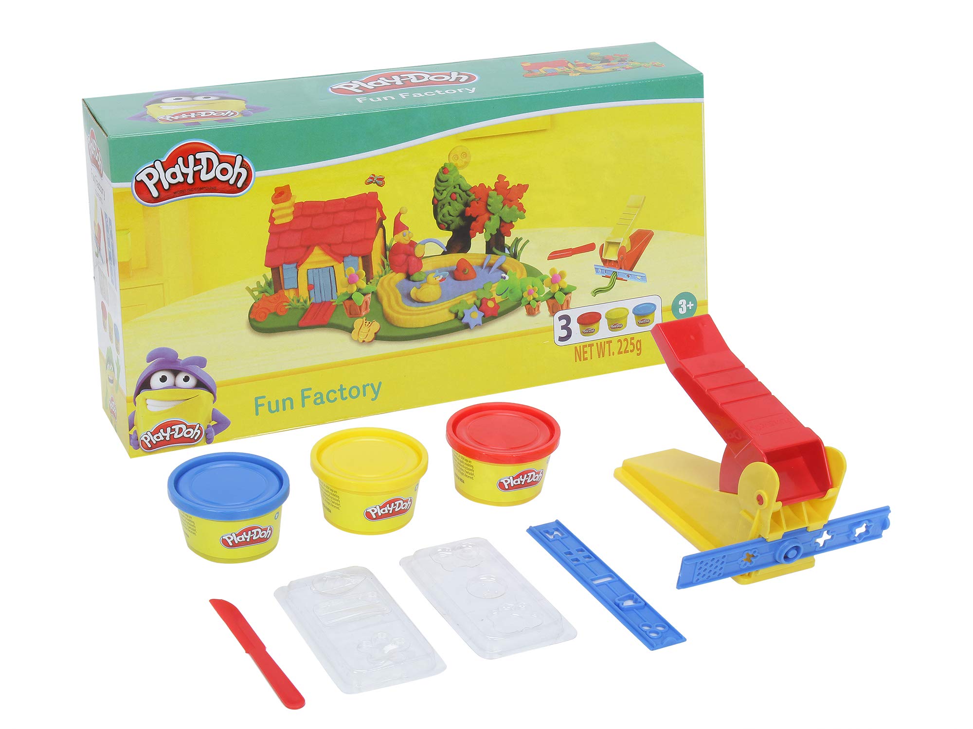 Play-Doh Fun Factory Tool Set Arts and Crafts Toy for Kids 3 Years and Up with 3 Non-Toxic Colors, Multicolor