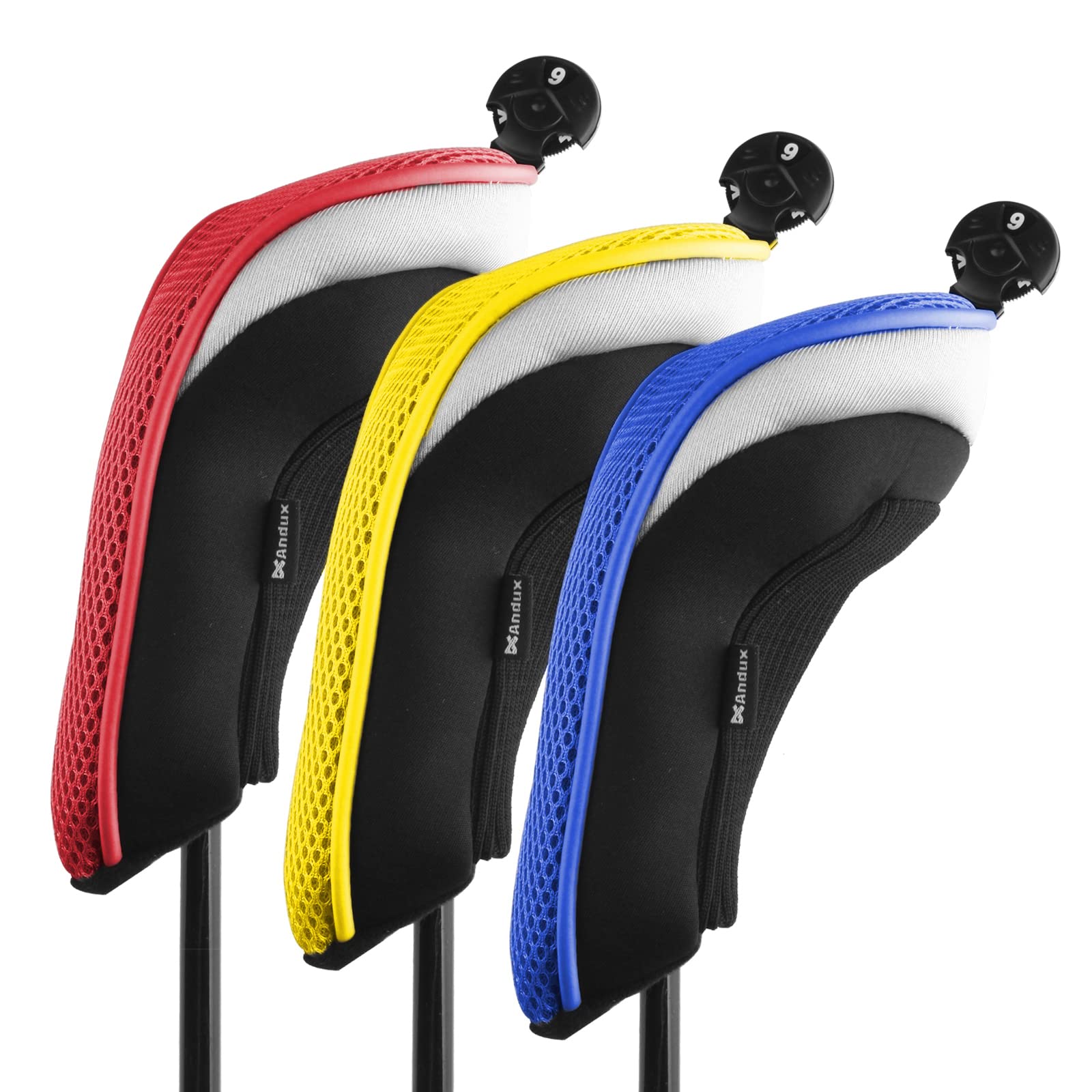 Andux Set di 3 custodie ibride per testa di mazza da golf con quadrante numero etichetta