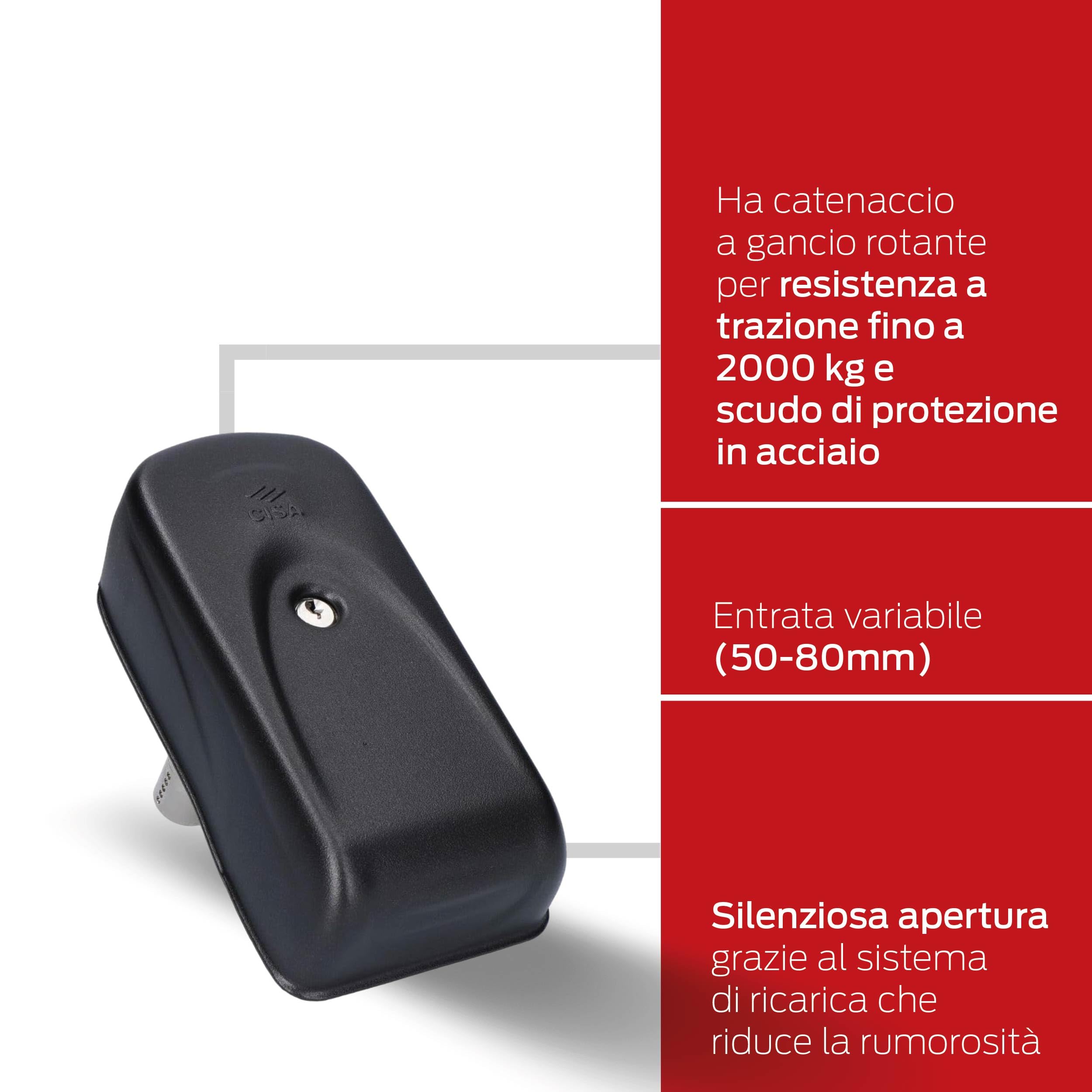 CISA - Serratura da Applicare ElettriKa 11A721000 - Serratura Elettrica per Cancello e Porta in Ferro o Legno - Elettroserratura 12V con Pulsante - Entrata Regolabile - Mano Reversibile