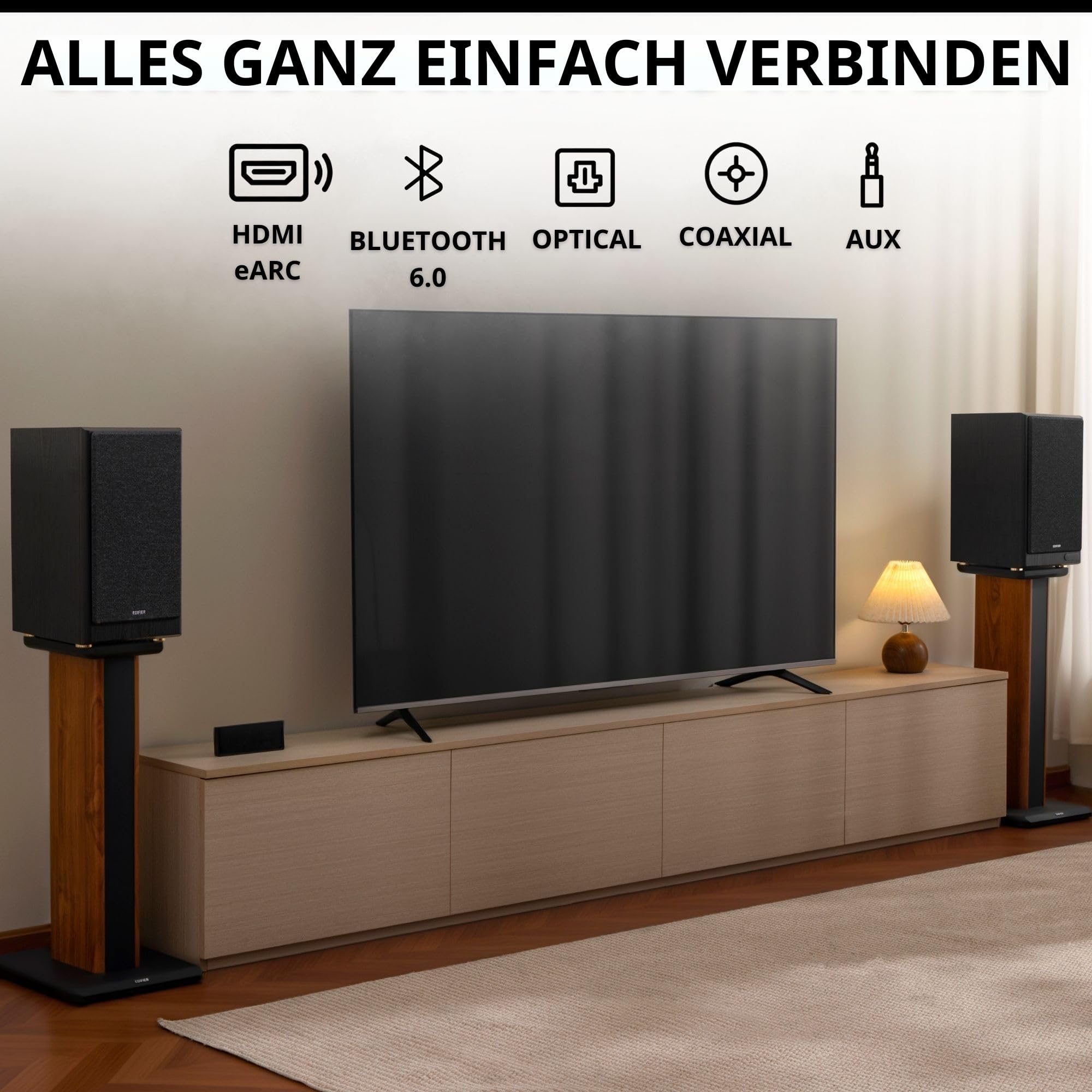 Edifier R2750DB MKII Aktivlautsprecher, 144 W RMS HiFi Aktivboxen. 3-Wege-System mit Bluetooth 6.0, HDMI eARC, 24bit/96kHz Hi-Res Audio und Sub Out, Schwarz