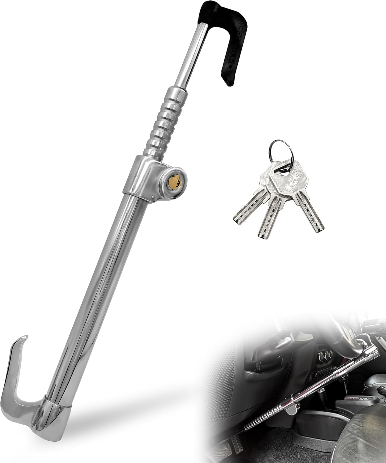 Tevlaphee Steering Wheel Lock Anti-Theft Car Device Heavy Duty Security Car Lock Antitheft