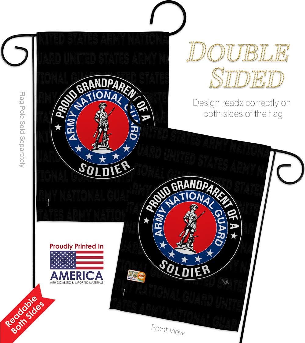 National Guard Army Proud Grandparent Soldier Garden Flag Armed Forces ANG United State American Military Veteran Retire Official Small Gift Yard House Banner Double-Sided Made In USA 13 X 18.5