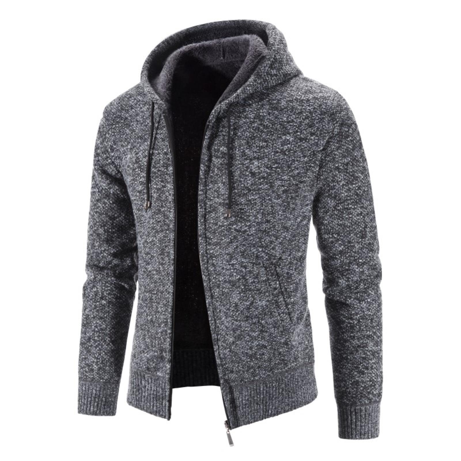 Les umes Iana Gebreid vest voor heren, doorlopende ritssluiting, gevoerd, warme jas, trui, zakken, Groen, XL