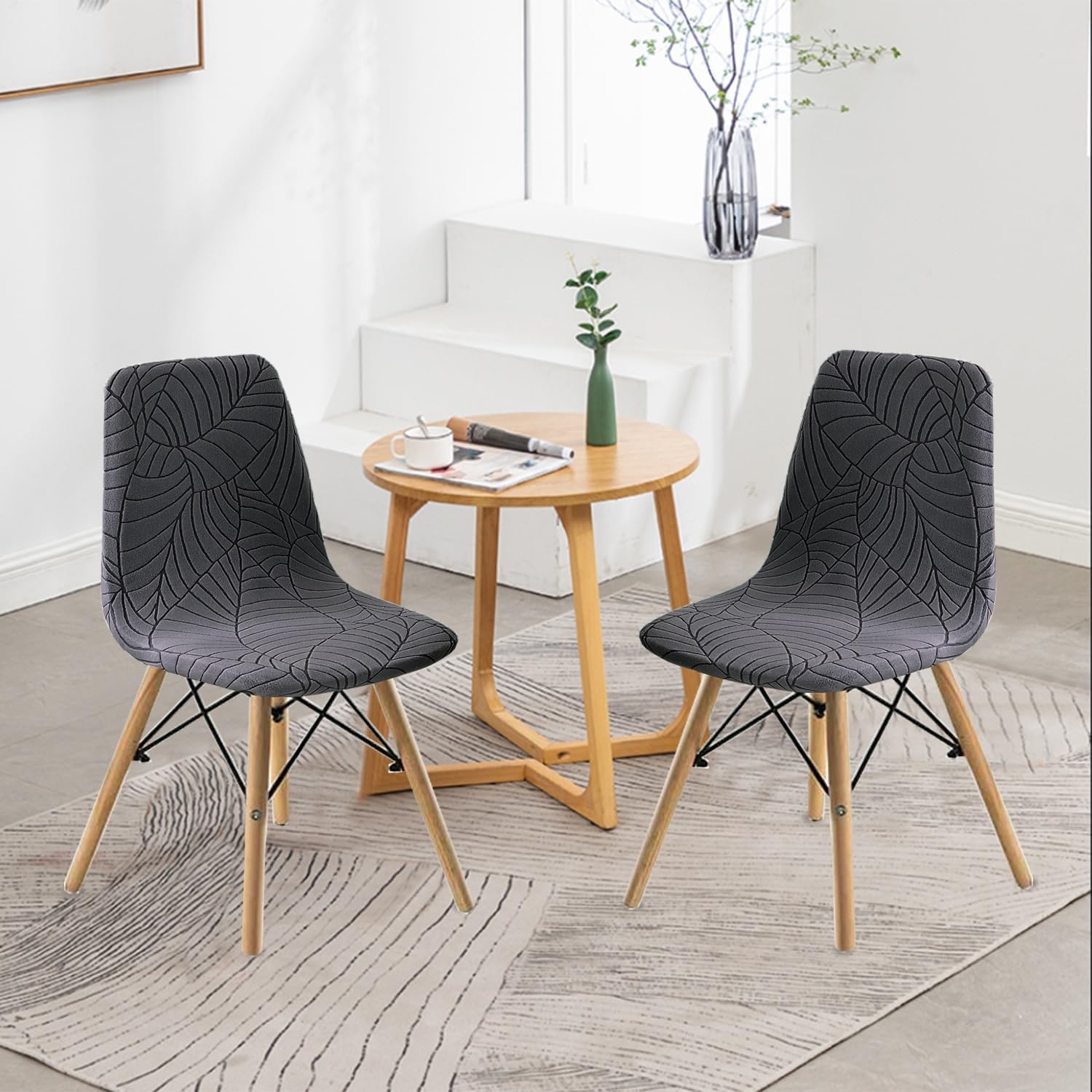 Chair Cover for Dining Room, Stretch Kitchen Seat Covers Chair Covers Removable Washable Chair Seat Slipcovers Protector for Dining Room, Hotel, Ceremony, Party(Dark Grey,2PCS)