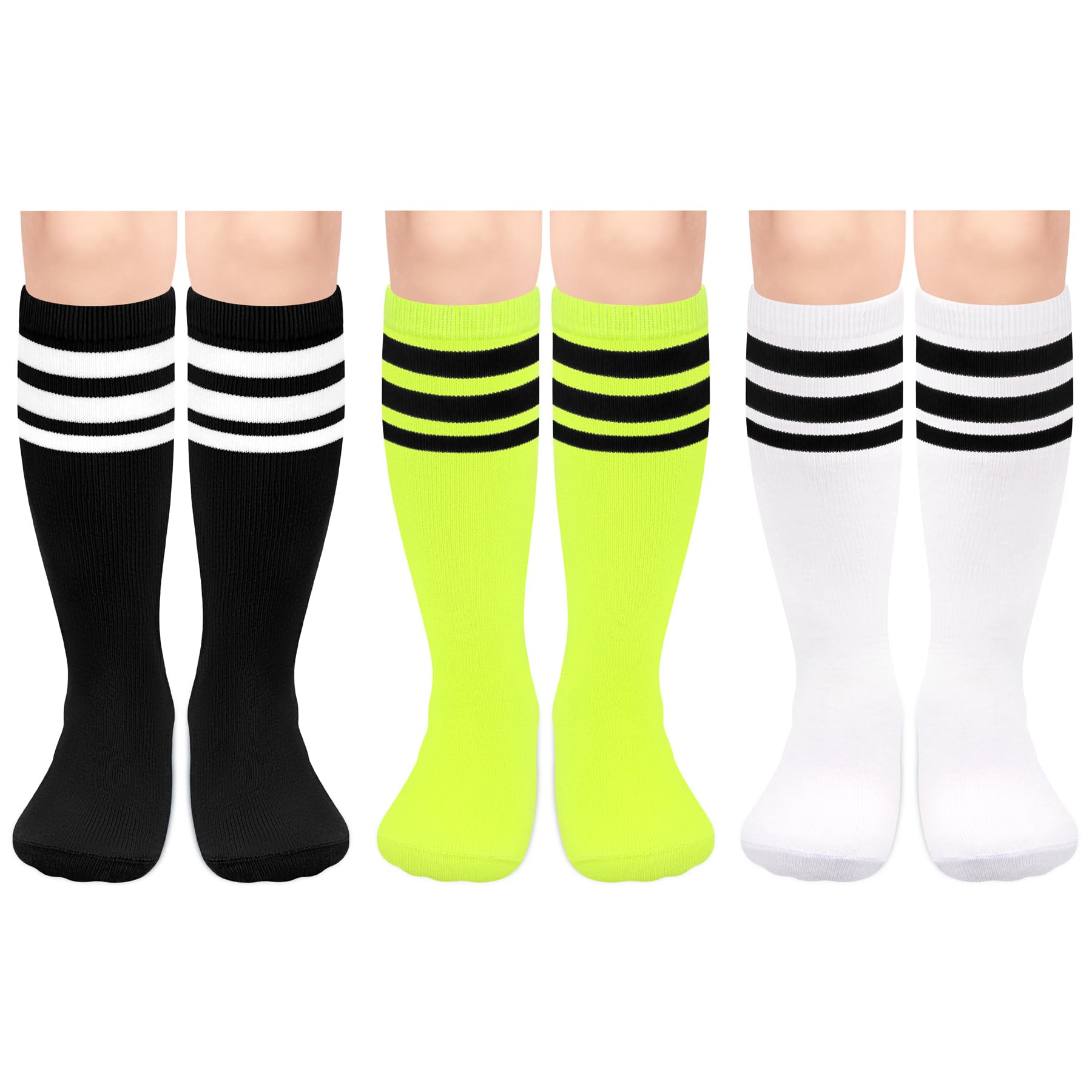 Olreco 3 Pack Toddler Soccer Socks Kids Baseball Socks Boys Girls Softball Sock Youth Football Sock Athletic Accessories