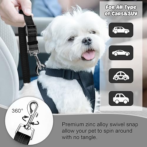 Miniatura 5 de BWOGUE Cinturones de seguridad para perros y gatos, reposacabezas de coche, correas de seguridad ajustables para cinturón de seguridad