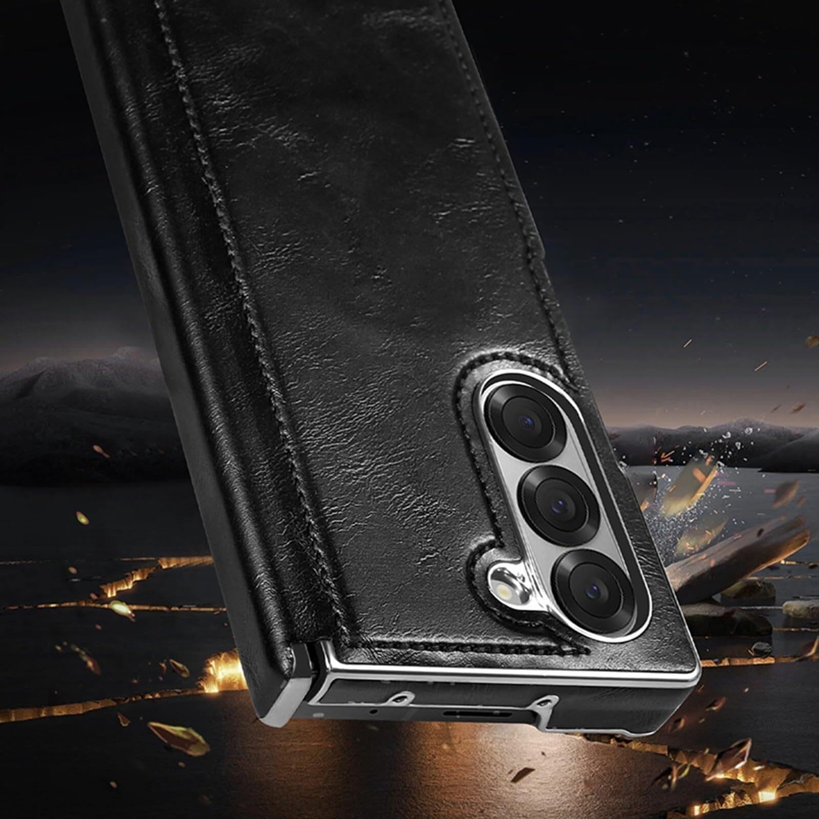 Etui do Samsung Galaxy Z Fold 7, skórzane etui do ładowania bezprzewodowego