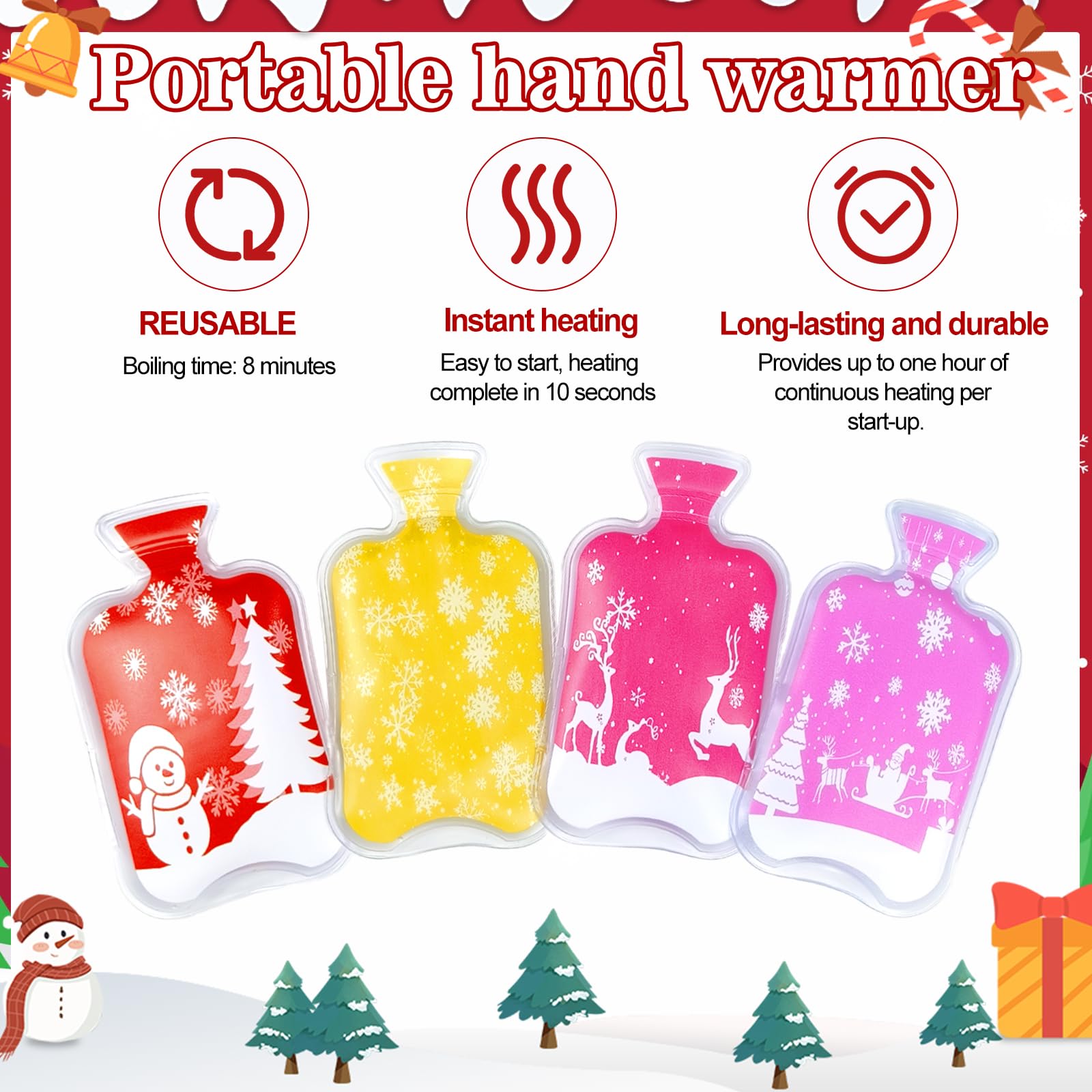 Chaufferette Main Reutilisable, 6 Pièces Chauffe Mains Enfant, Chauffe-Mains à Plier, Chaufferette Main de Poche en Déplacement pour l'hiver Les Journées, Cadeau Hiver pour Enfant Adulte