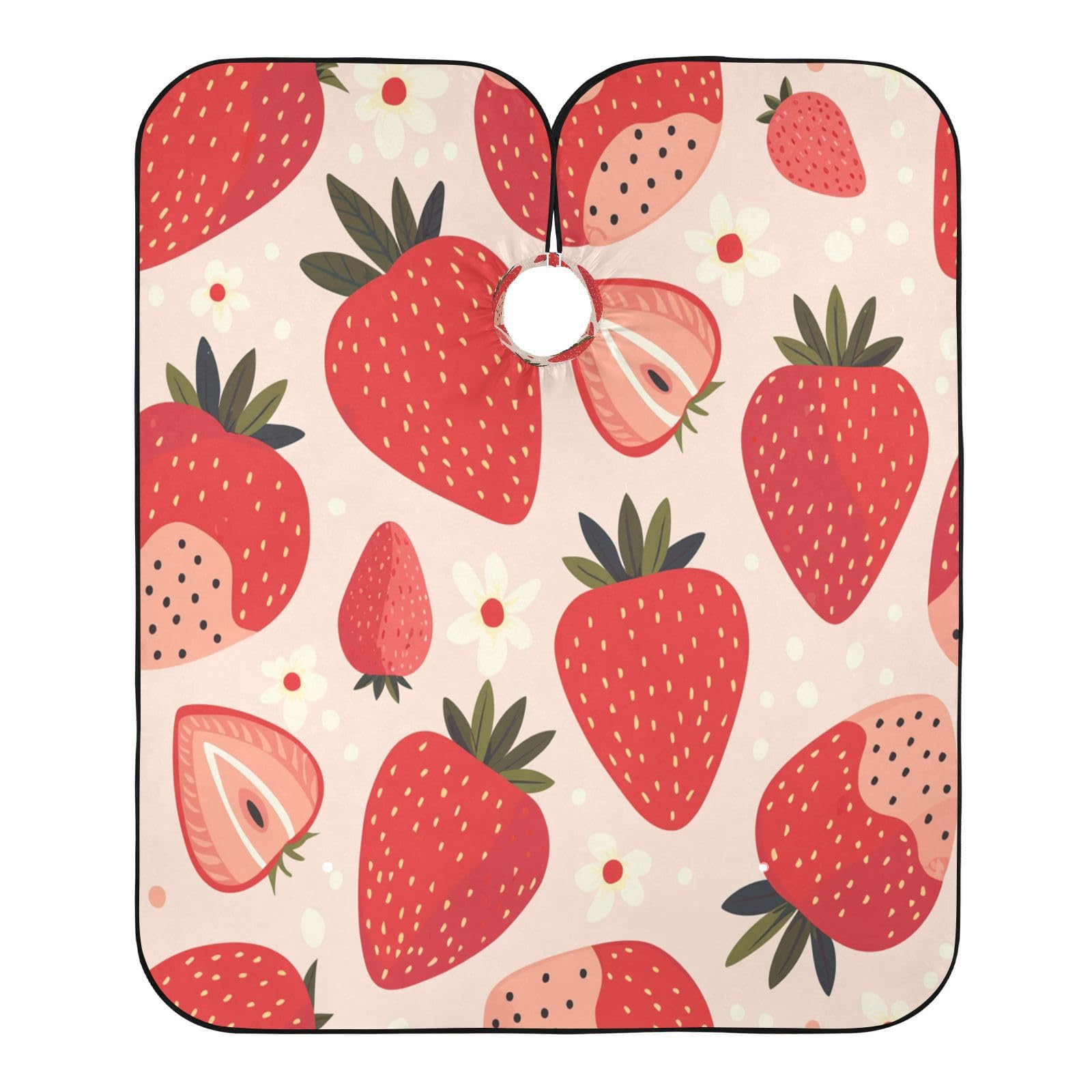Kigai Strawberry Hair Cutting Cape for Men & Women Waterproof Barber Cape Professional Hairdressing Salon Styling Apron with Adjustable Closure Snap