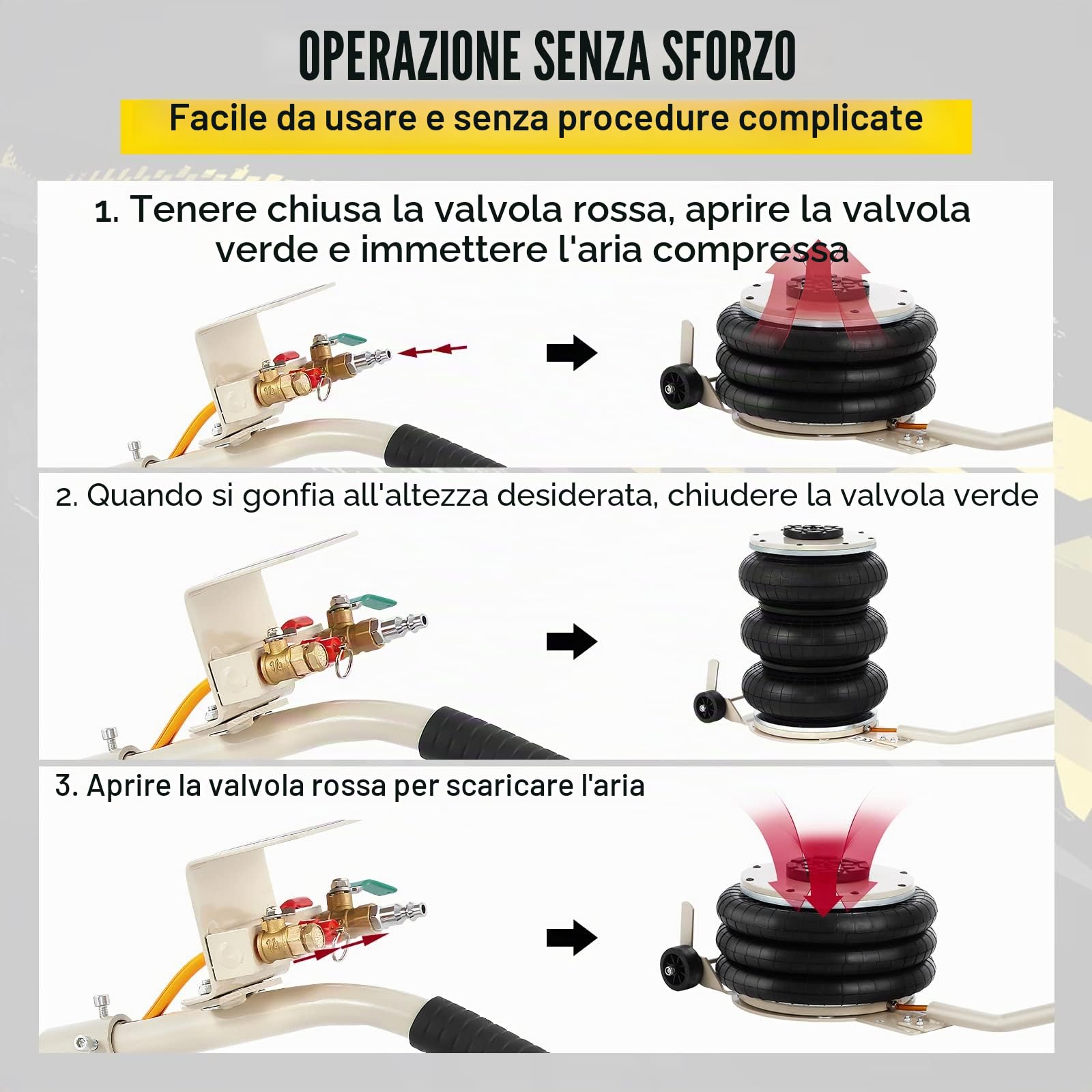 VEVOR 5T Cric Pneumatico ad Aria Cric Martinetto Pneumatico in Acciaio Air Jack Veloce per Sollevare L'auto