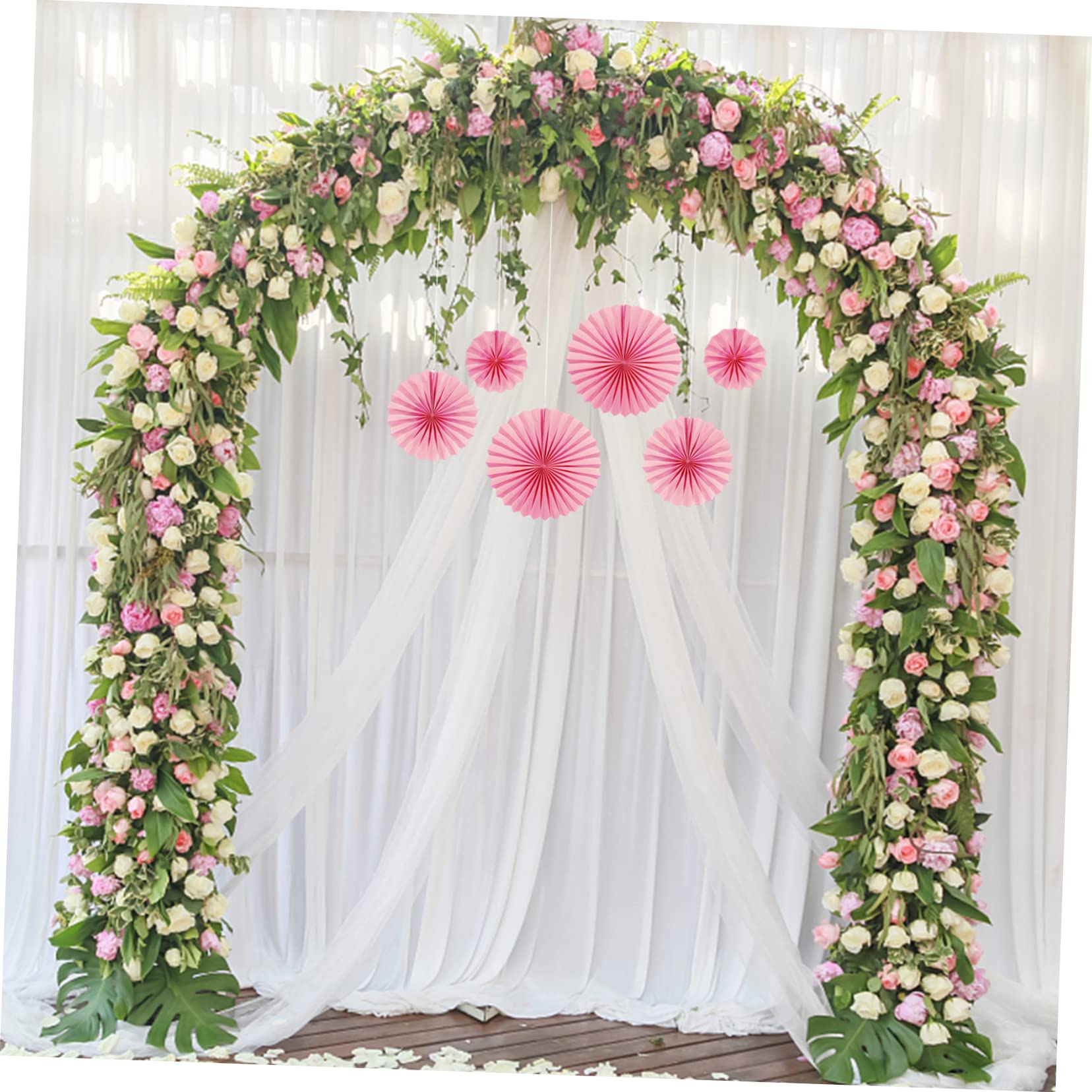 Amosfun 12piezas Ventiladores De Papel Decorativos para Fiestas Adornos De Flores para Bodas y Celebraciones Vibrantes para Decoración del Hogar y Eventos Especiales