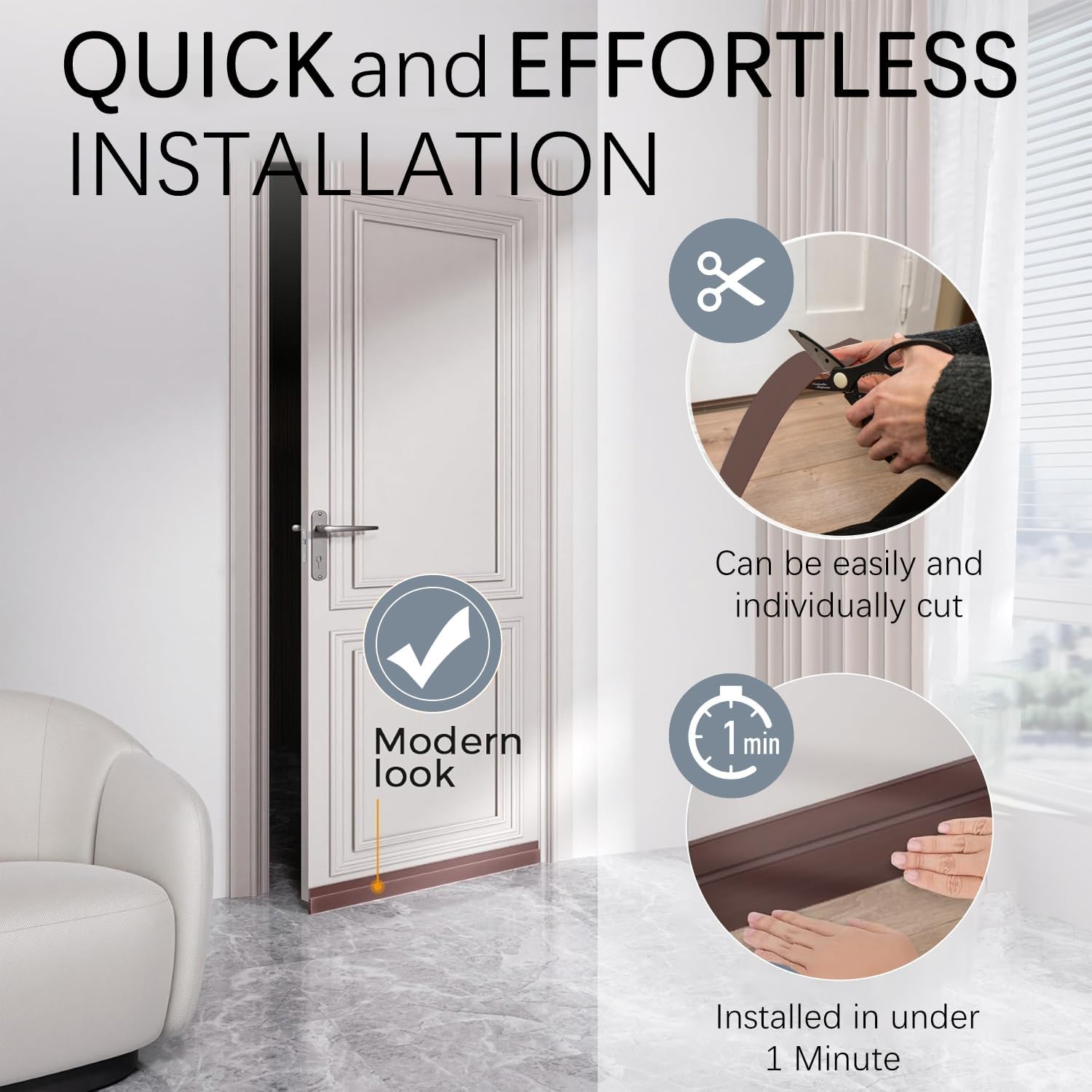 2 Packs Door Draft Stoppers, Under Door Draft Stopper, Door Soundproofing Strip for Noise Insulation, Weather Stripping Door Seal, 2" W x 39" L - Brown