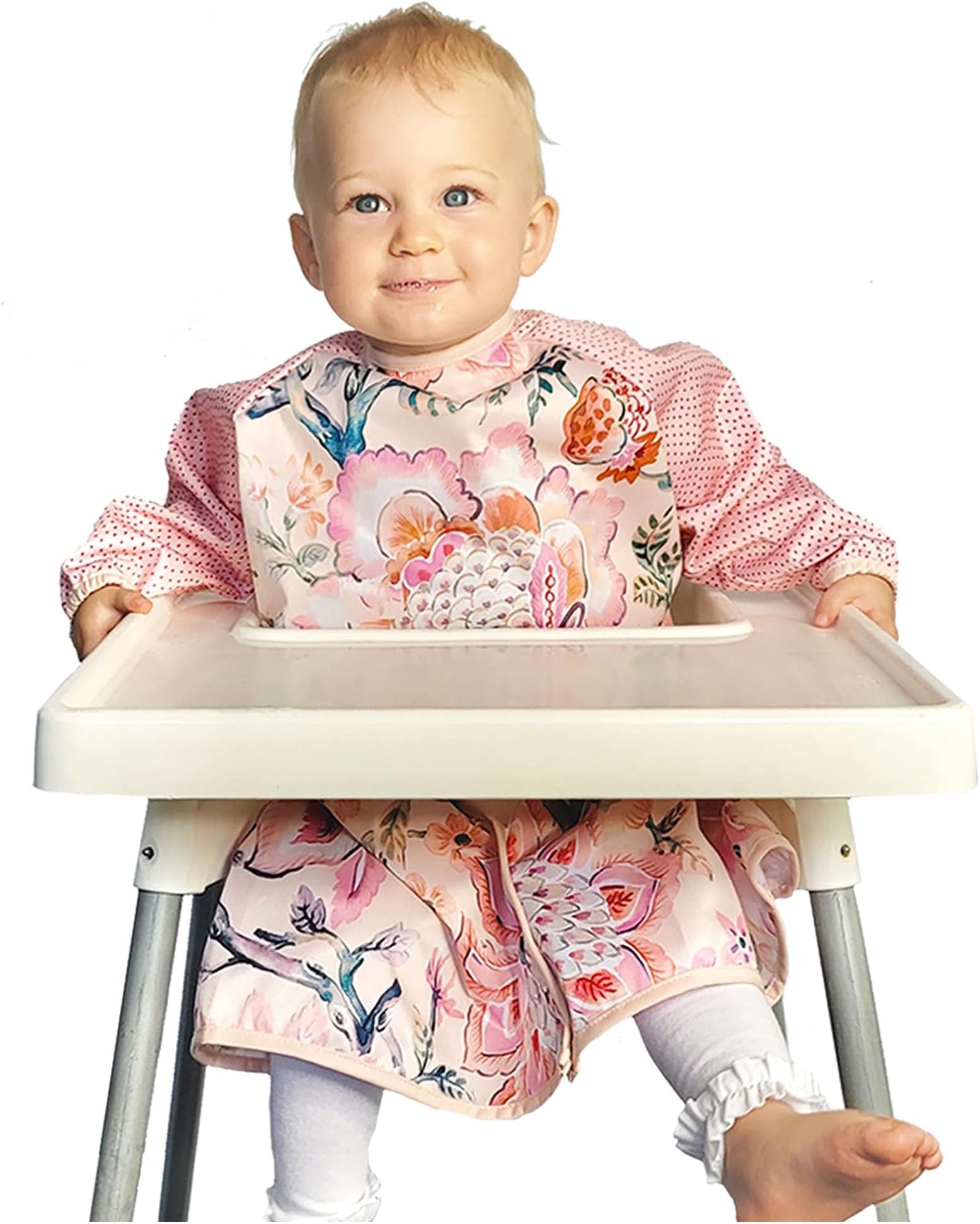 Bibbrella Premium Baby Led Weaning Bib - Full Coverage with Lap Protection - Water-Resistant Long Sleeve Smock