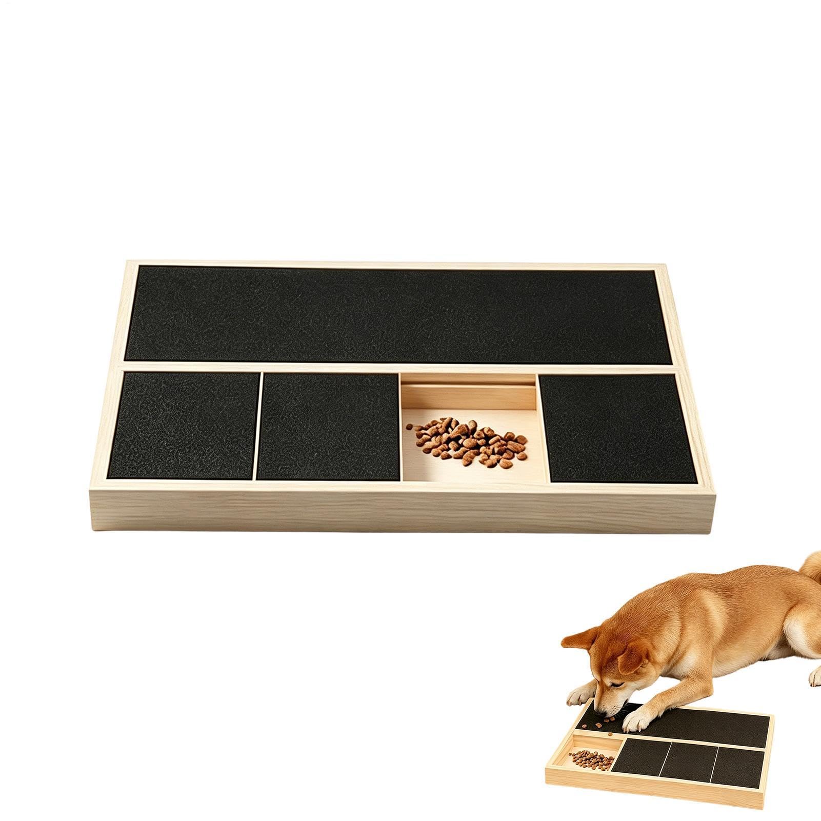 Tapis à gratter pour chiens en bois avec boîte à goûter intégrée