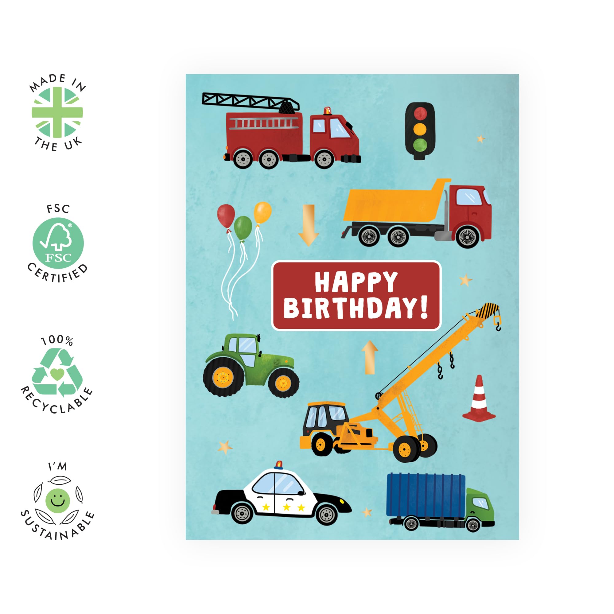 Stuff4 Carte D'anniversaire 1 An Pour Garçon – Camion De Pompiers – Carte D'anniversaire Pour Garçon De 1 An, Carte De Vœux Pour Lui, Carte De Vœux Pour Fils, Frère, Petit-fils, Neveu