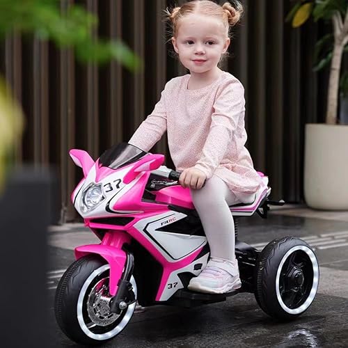 Miniatura 2 de Tamco - Motocicleta recargable, para niños de 3 a 4 años con pedal de arranque, música, luces, ruedas de iluminación (rosa)