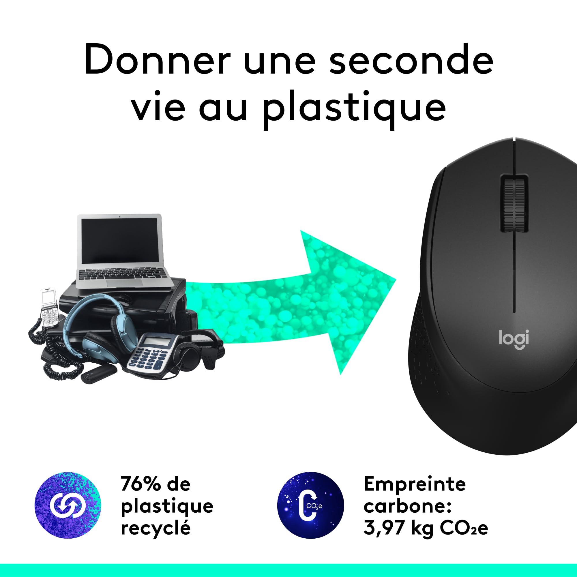 Logitech M330 Silent Plus Souris Sans Fil, Récepteur Nano USB 2,4GHz, Résolution Capteur Optique 1000 ppp, Pile Durée 2 ans, Compatible PC, Mac, Ordinateur Portable, Chromebook - Noir