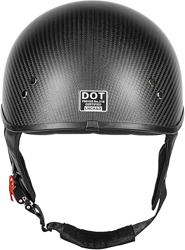 Miniatura 4 de Medio casco de motocicleta de fibra de carbono para adultos, hombres y mujeres, cascos retro de cara abierta aprobados por DOT con visera, diseño