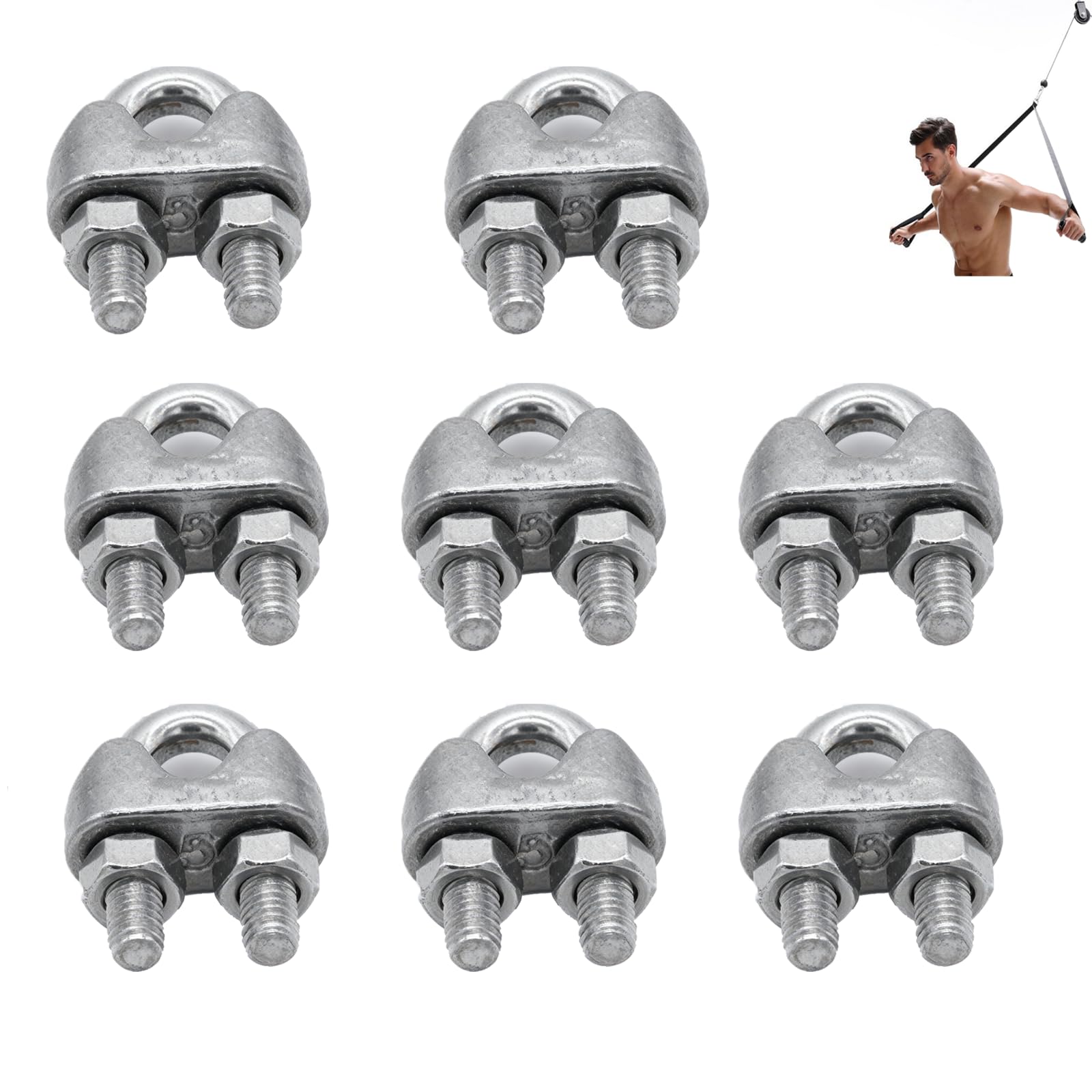 Ltvhuok Cable Stopper Cable Rope Attachments for Cable Machine Accessories, 5mm Cables Fitness Equipment Wire Rope Port Joint for Home Gym (8 Pcs Wire Rope Clamp)