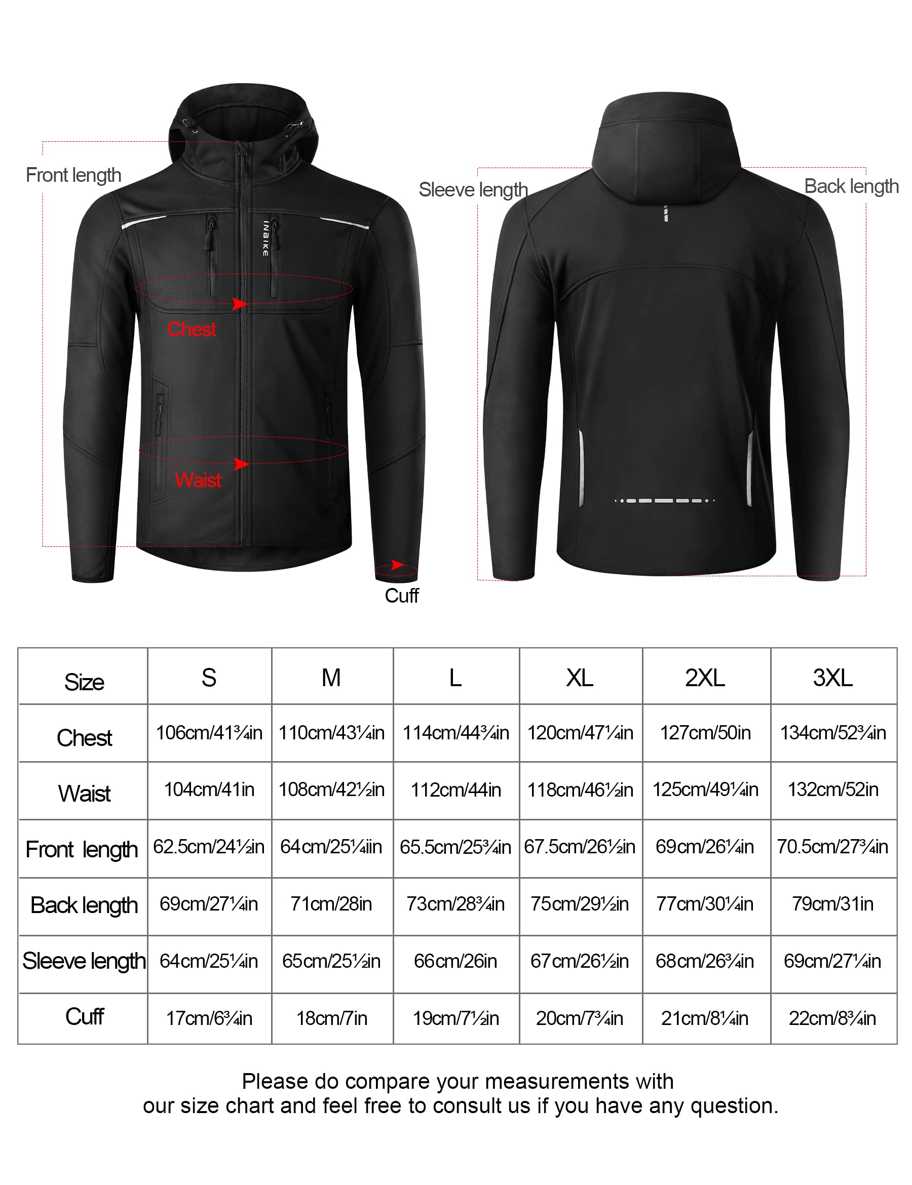 INBIKE Veste VTT Homme Hiver Softshell Polaire Coupe Vent Cyclisme Sport de Plein Air WJ607