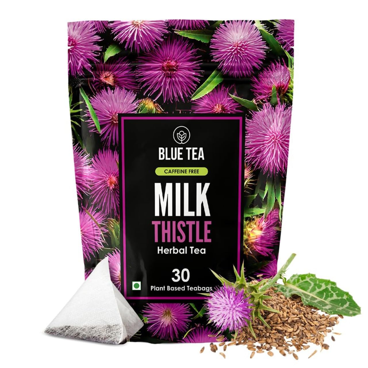 BLUE TEA - Milk Thistle Tea - 30 Tea Bags - Plant Based | Boost Liver Health | Helps Lower High Cholesterol | Flower Based - Caffeine Free - Herbal Tea - Vegan | Zipper Pack-image-42