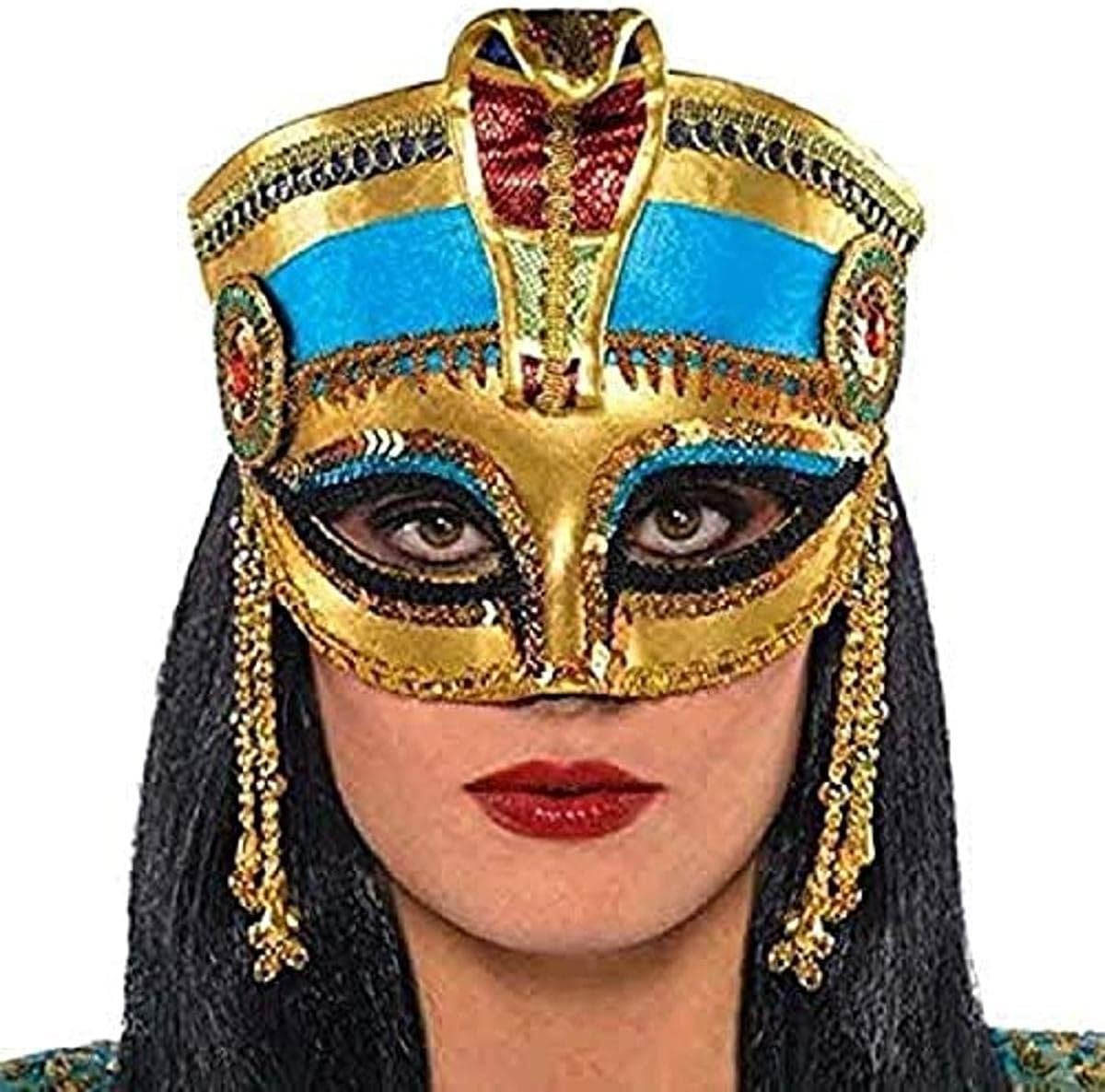 AMSCAN Egyptian Masquerade Mask Halloween Costume Accessories, One Size Multicolor, 10"X 6" : Clothing, Shoes & Jewelry