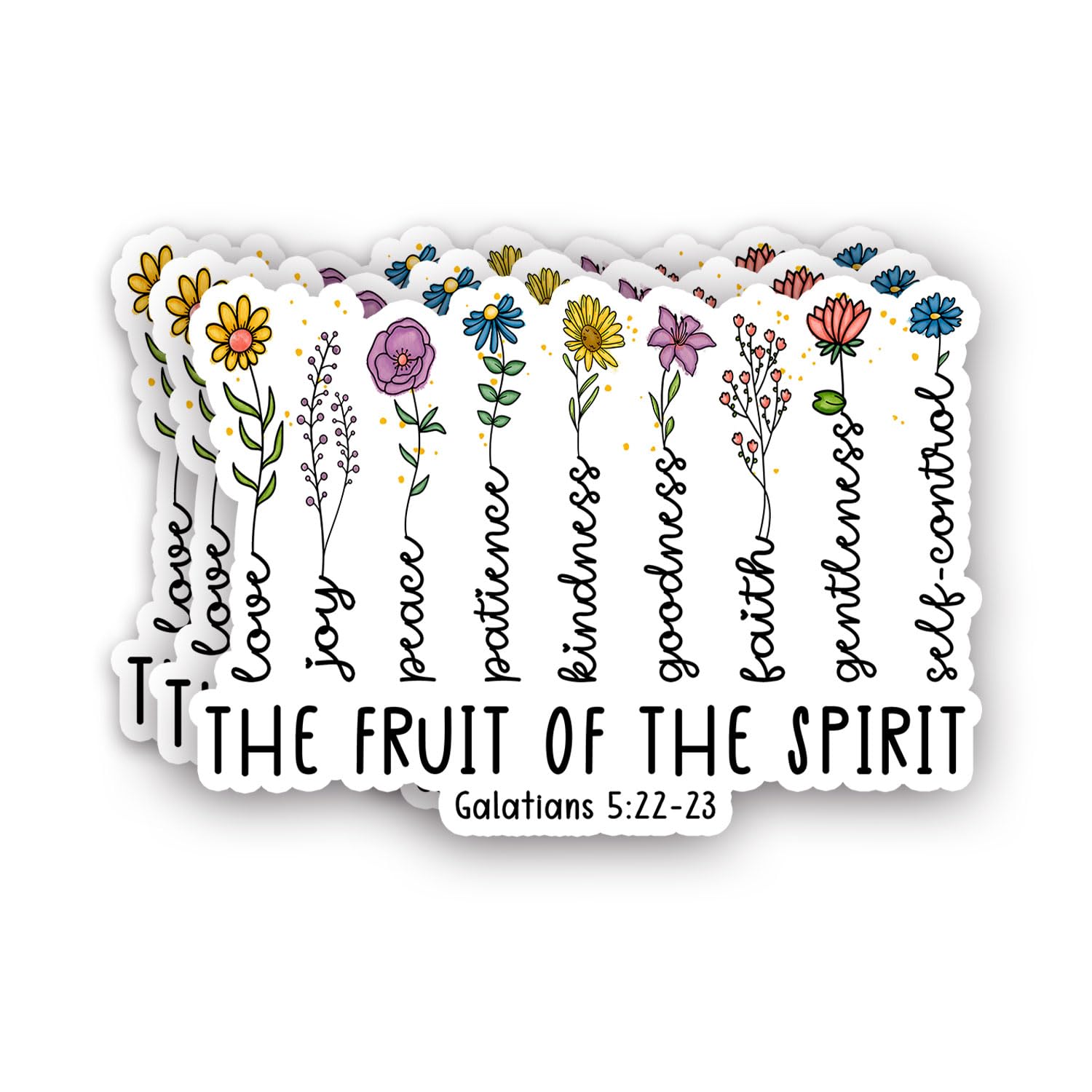 Photo 1 of (3Pcs) The Fruit of The Spirit Christian Sticker Inspirational Quotes Bible Verse Galatians 5:22-23 Jesus Vinyl Decal for Tumbler Laptop Kindle Water Bottles Book Phone Car- Size 3x2.1