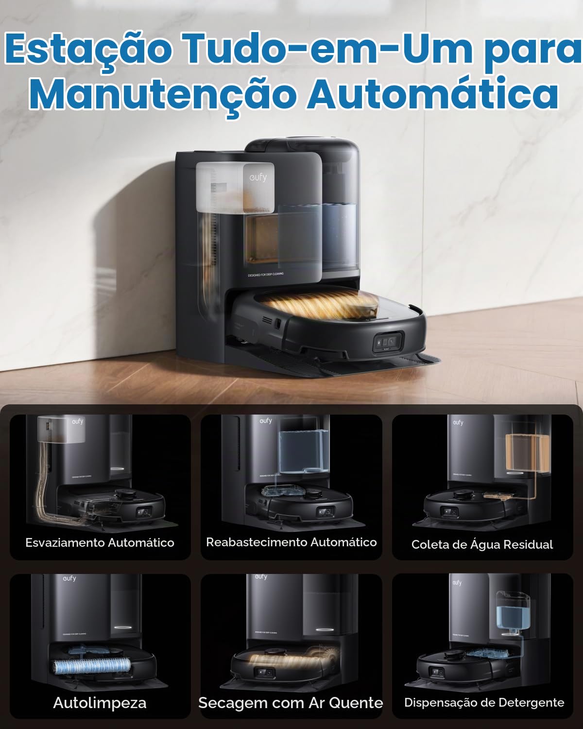 eufy Aspirador de pó robô Omni E25 com esfregão, sistema HydroJet