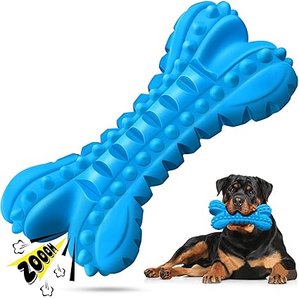 Dog Toys for Aggressive Chewers Large Breed, Durable Dog Bones Squeaky Dog Chew Toy, Nearly Indestructible Dog Toys for Large Dogs, Tough Natural Rubber Puppy Chew Toys for Medium Dog Teeth Clean